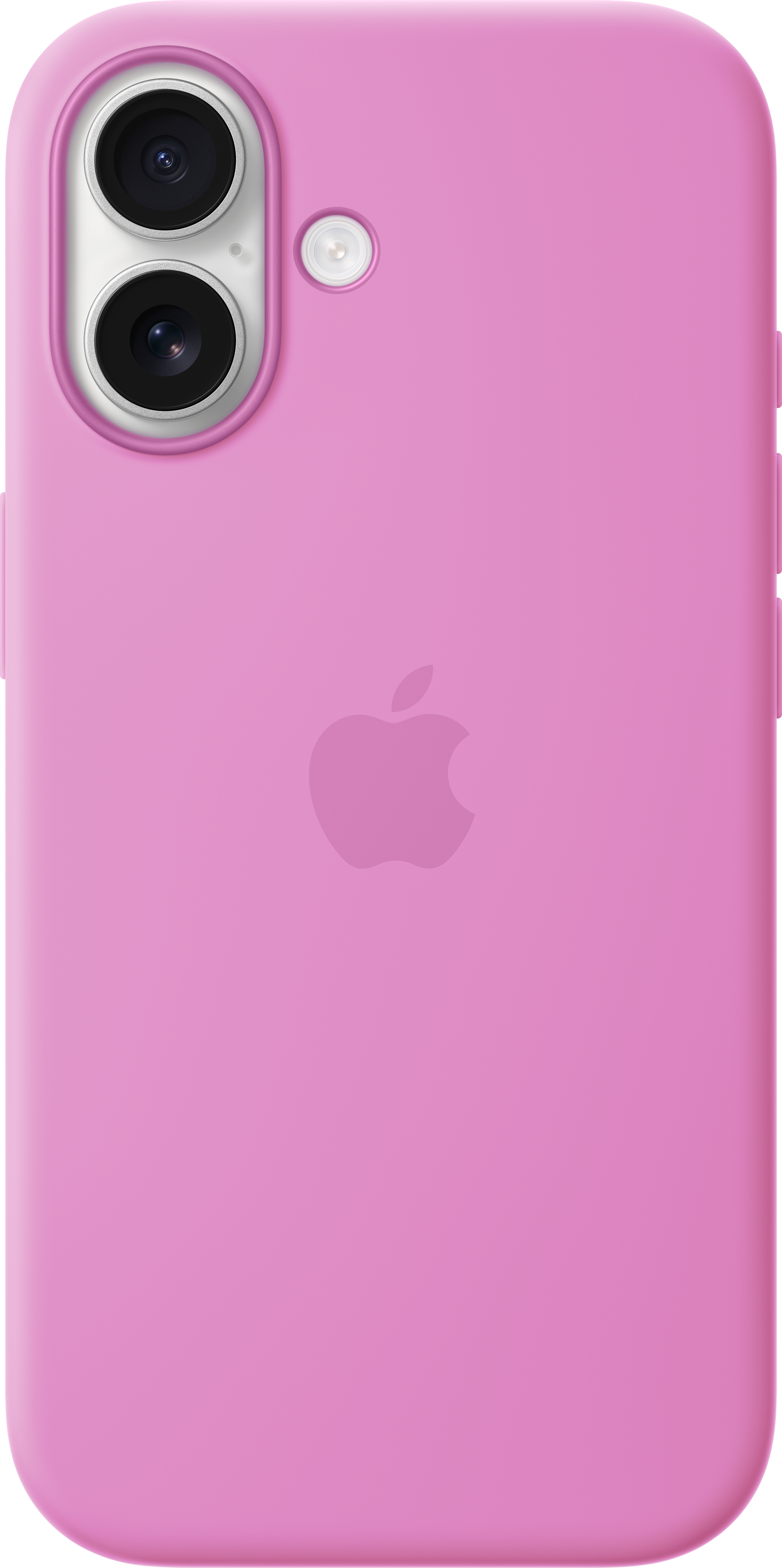 Un iPhone rosa con due fotocamere e logo Apple.