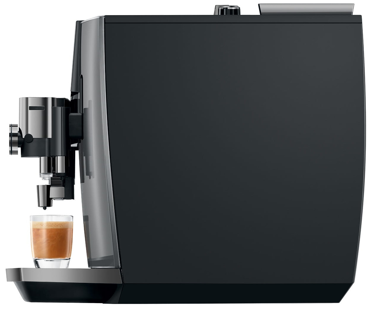 Czarny ekspres do kawy parzy espresso do szklanki.