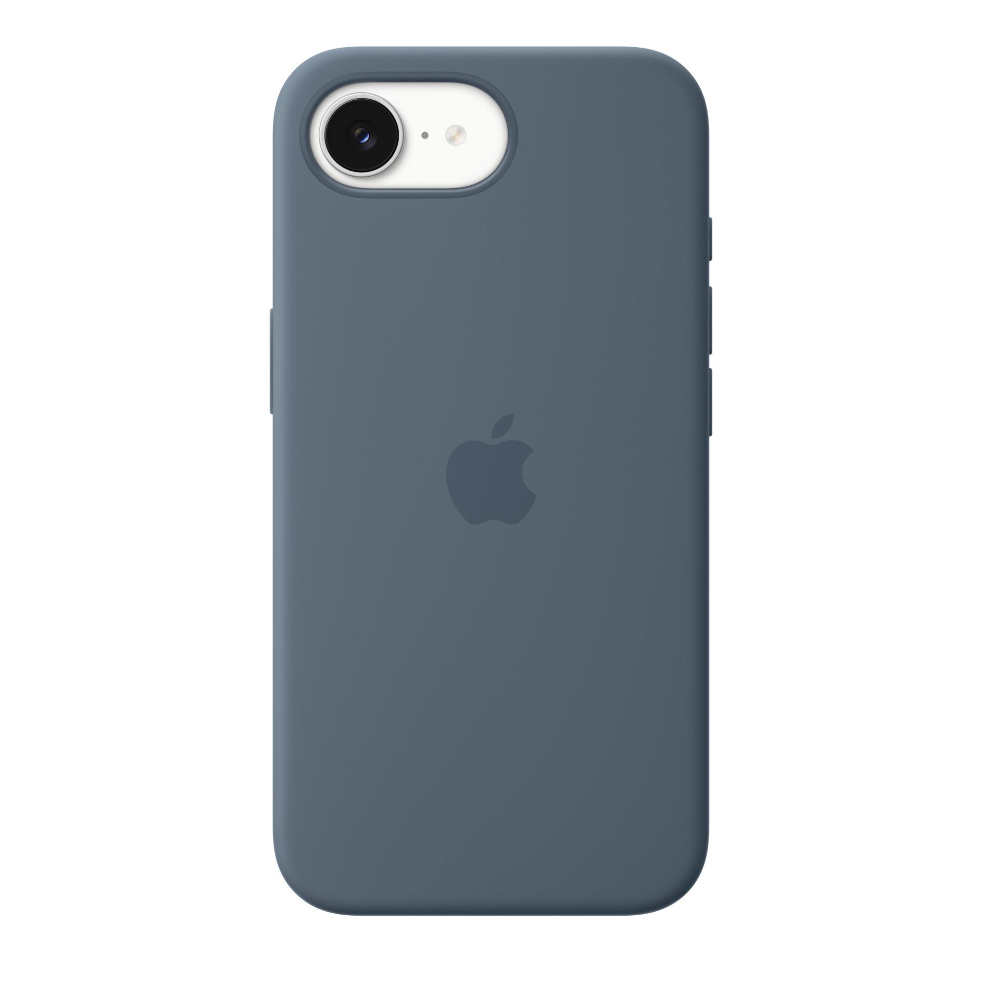 Graue Hülle für iPhone mit Apple-Logo und Kameramodul.