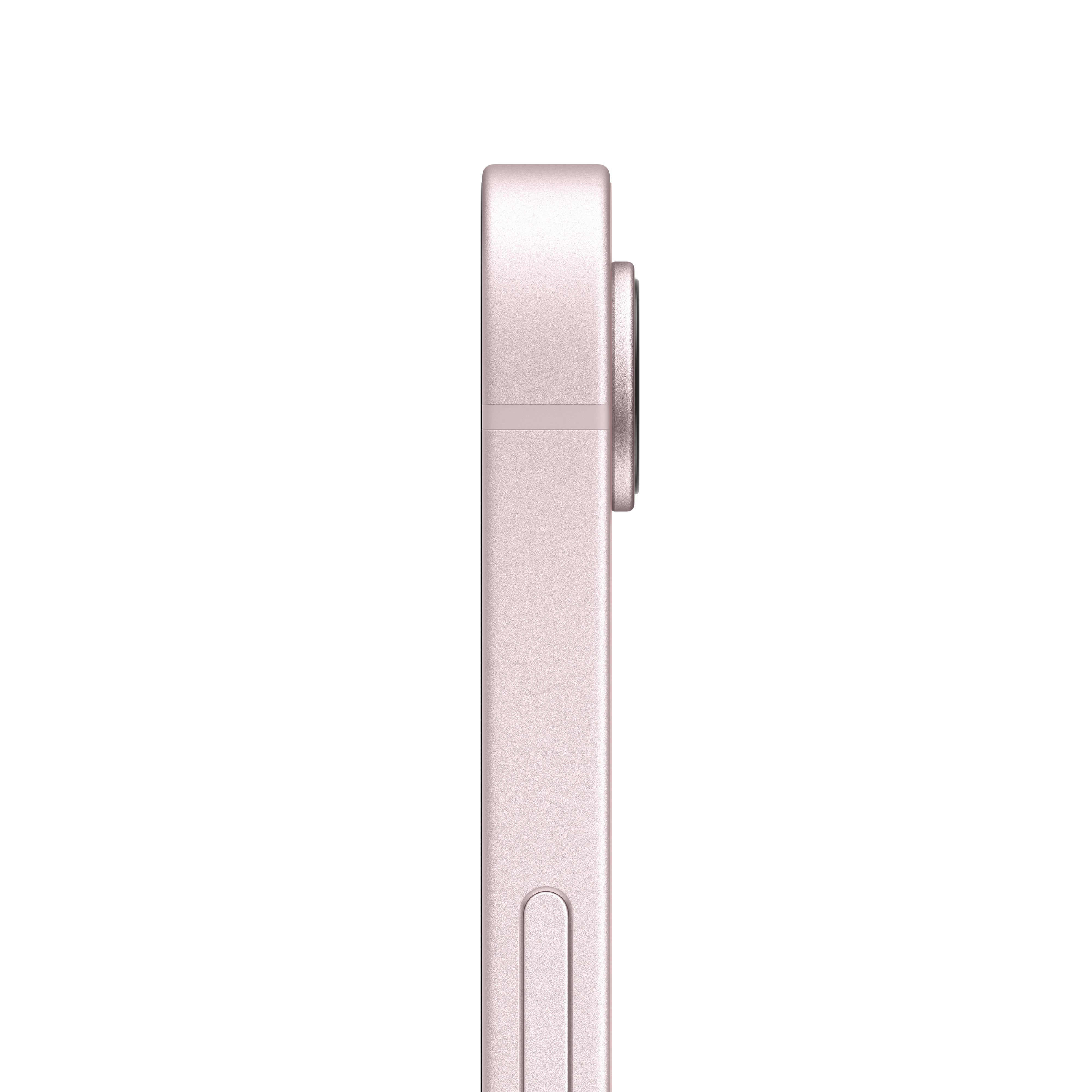 Nahaufnahme einer rosafarbenen Handy-Seite mit Kameraobjektiv.