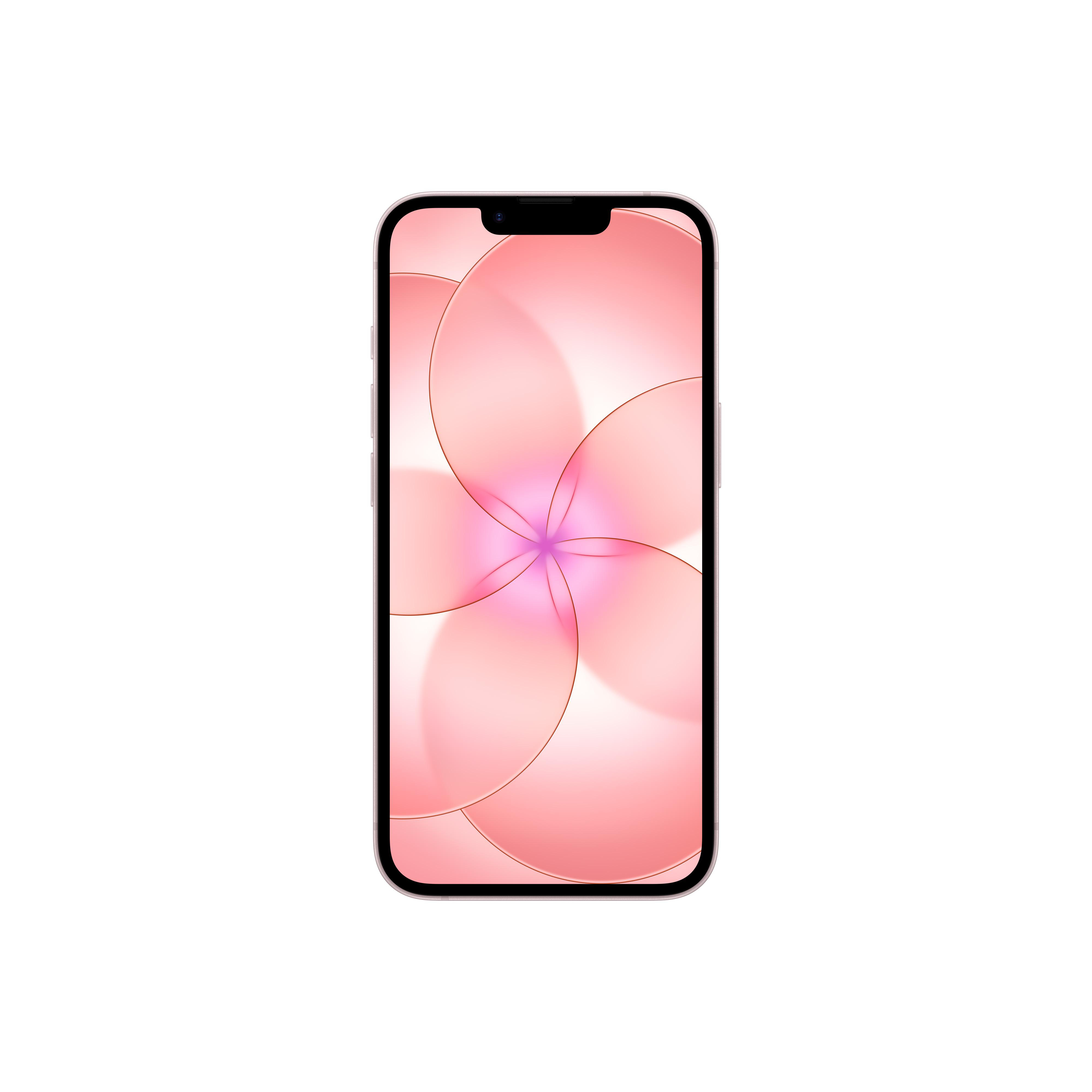 Ein Smartphone mit einem rosa Blumenmuster-Hintergrund.