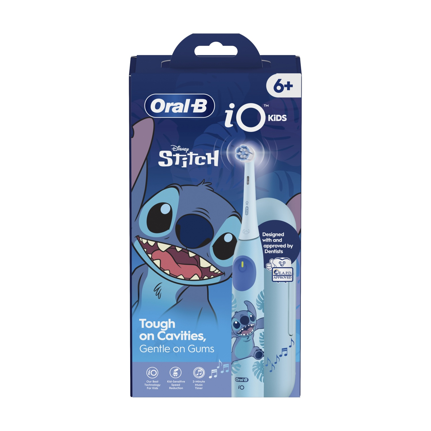 Spazzolino elettrico Oral-B iO Kids con design Stitch, blu.