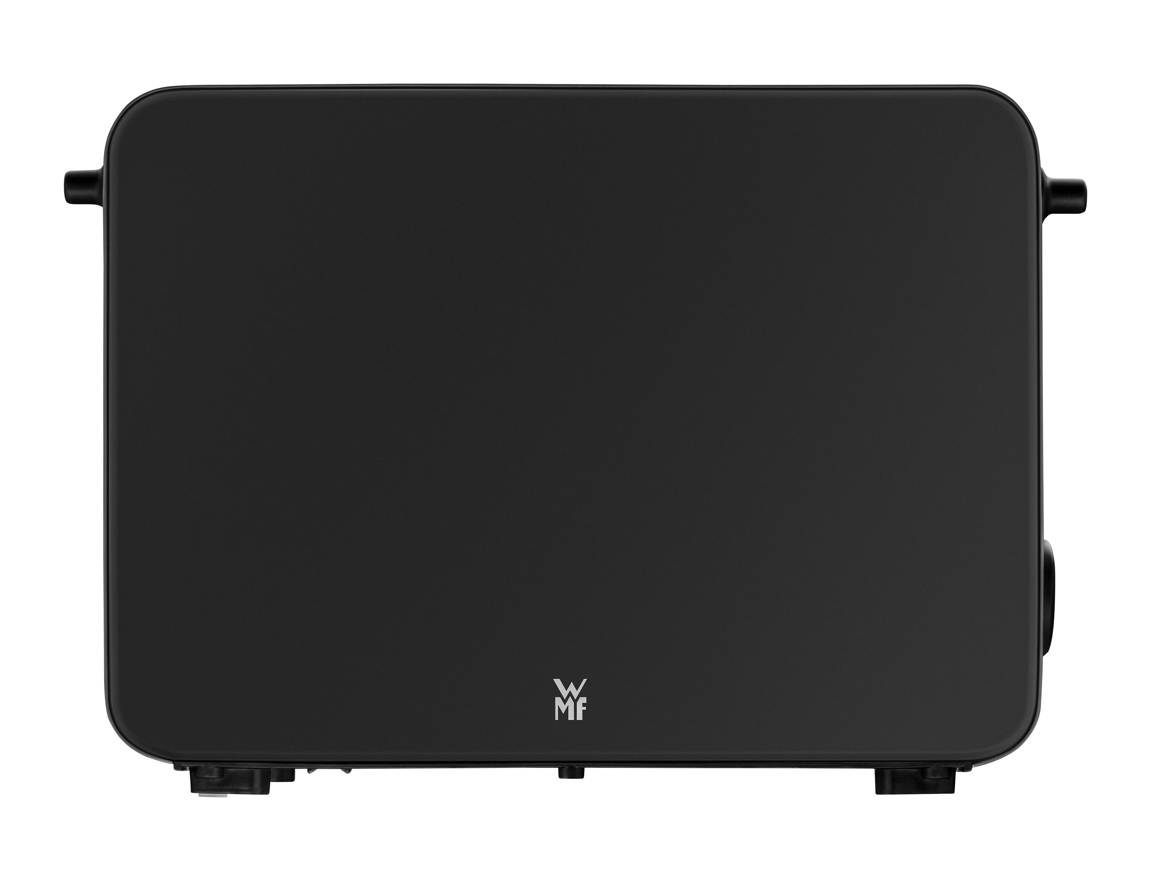Ein schwarzer Toaster mit WMF-Logo auf der Vorderseite.