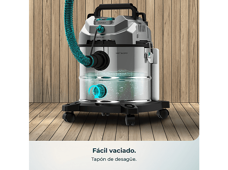 Aspirador de tapicerías - Cecotec CarpetClean 20000 Pro Ultra, 1600 W, 21 kPa, Depósito 20 L, 2 en 1, Radio 8,5 m, Acero – imagen 2