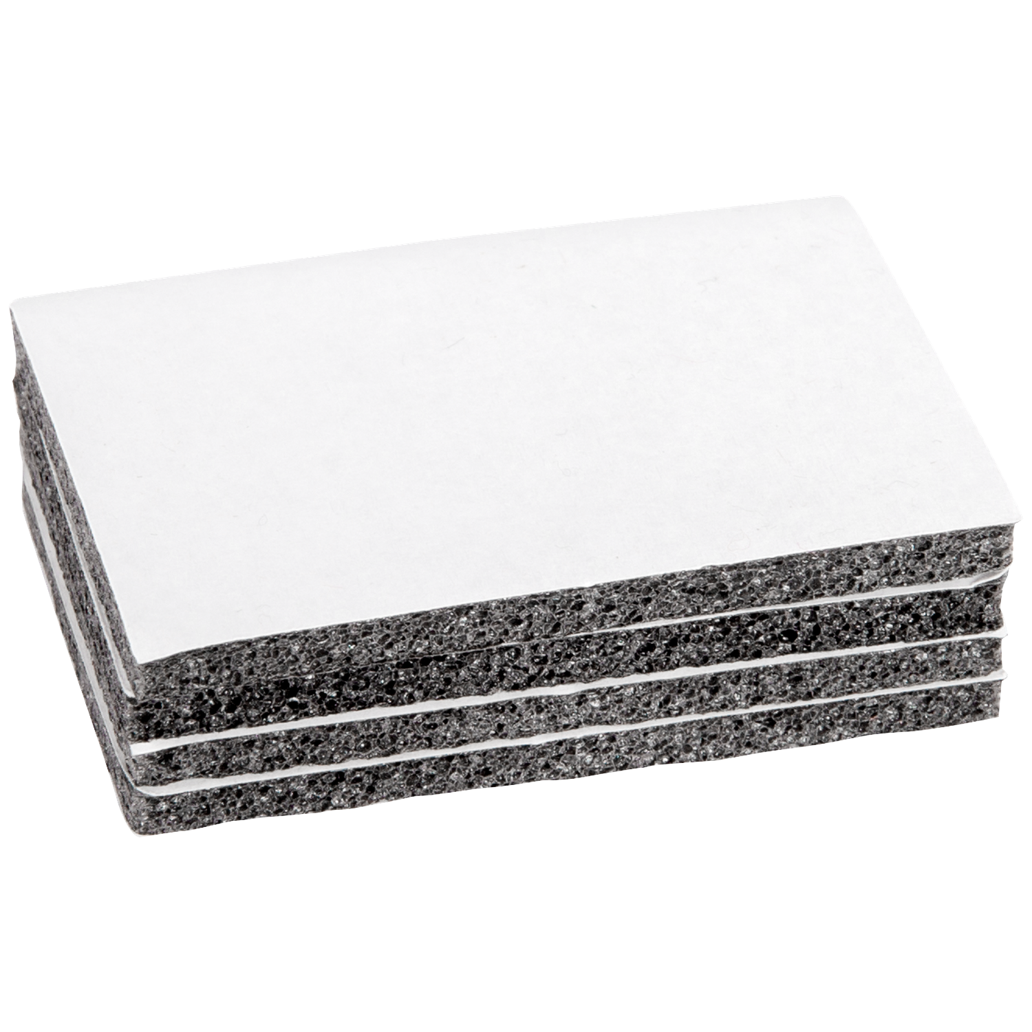 A stack of four rectangular, black foam pads with a white coating.