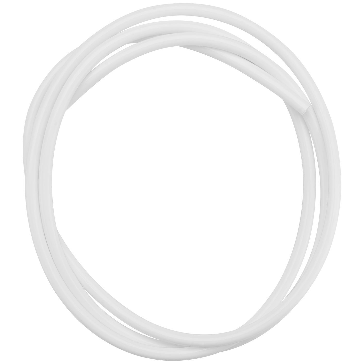 Een witte buis is cirkelvormig opgerold.