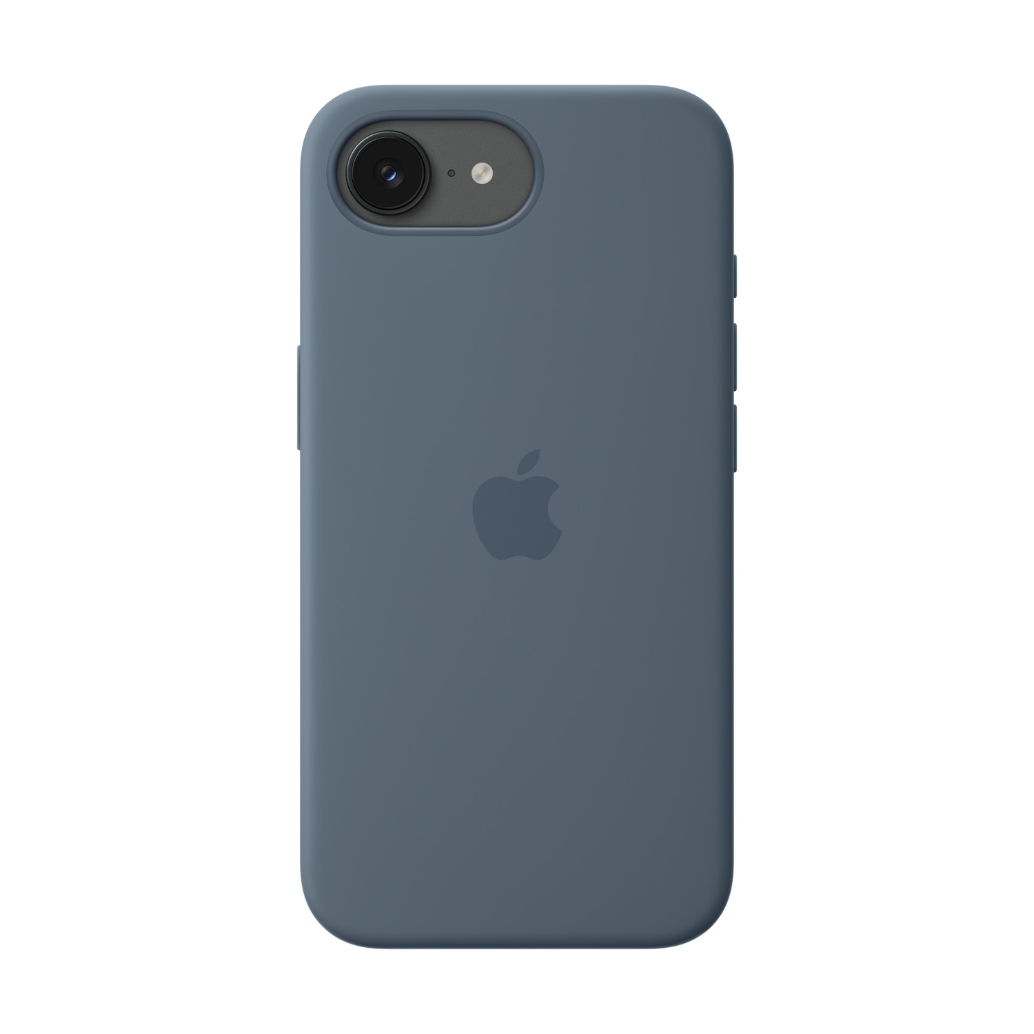 Custodia grigio scuro per smartphone con logo Apple e ritaglio fotocamera.