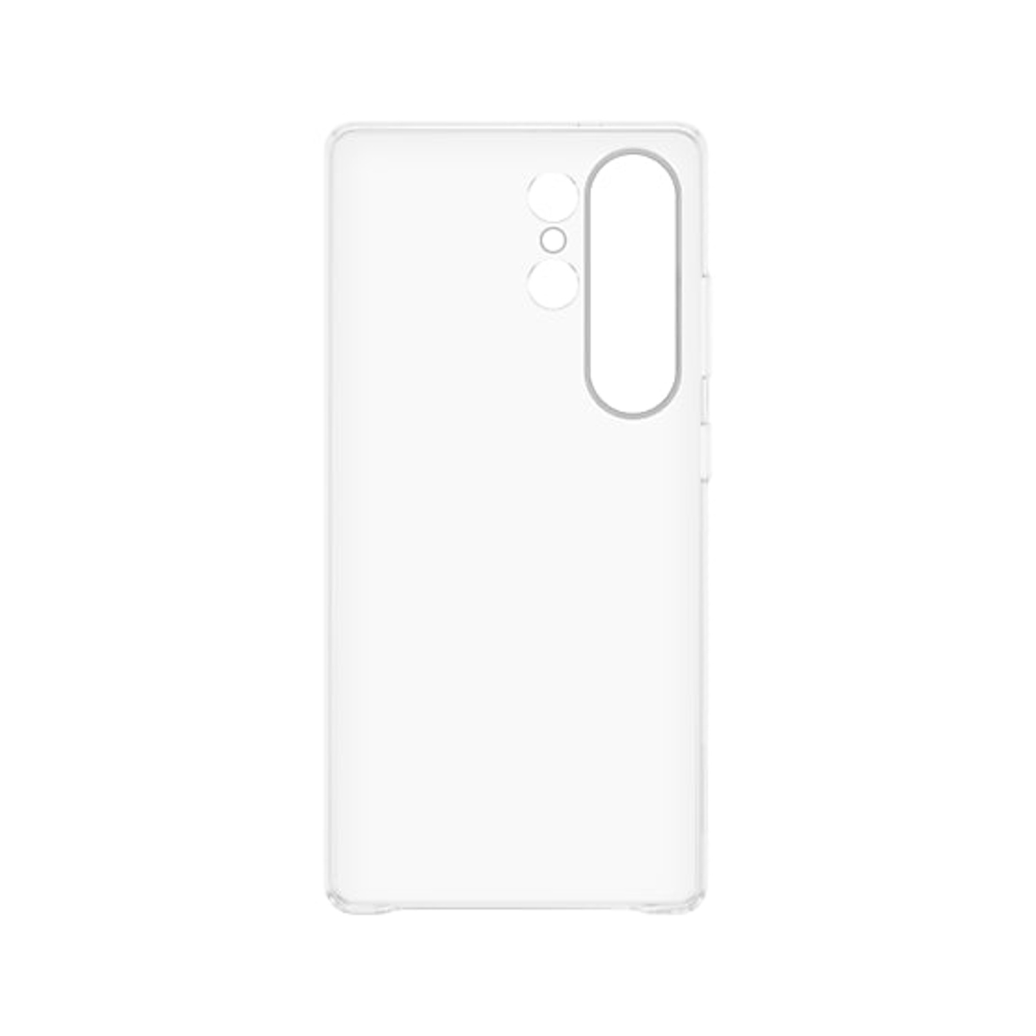 Una cover trasparente per telefono con tre ritagli per fotocamera.