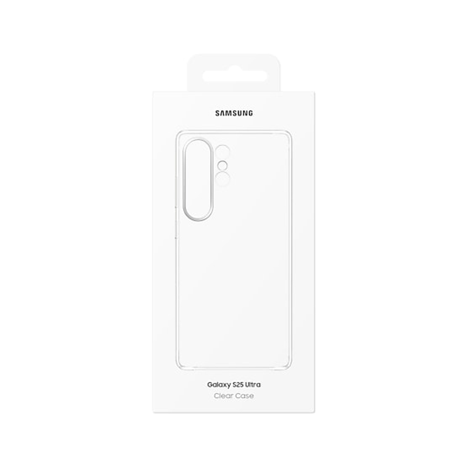 Custodia trasparente Samsung Galaxy S25 Ultra in confezione.