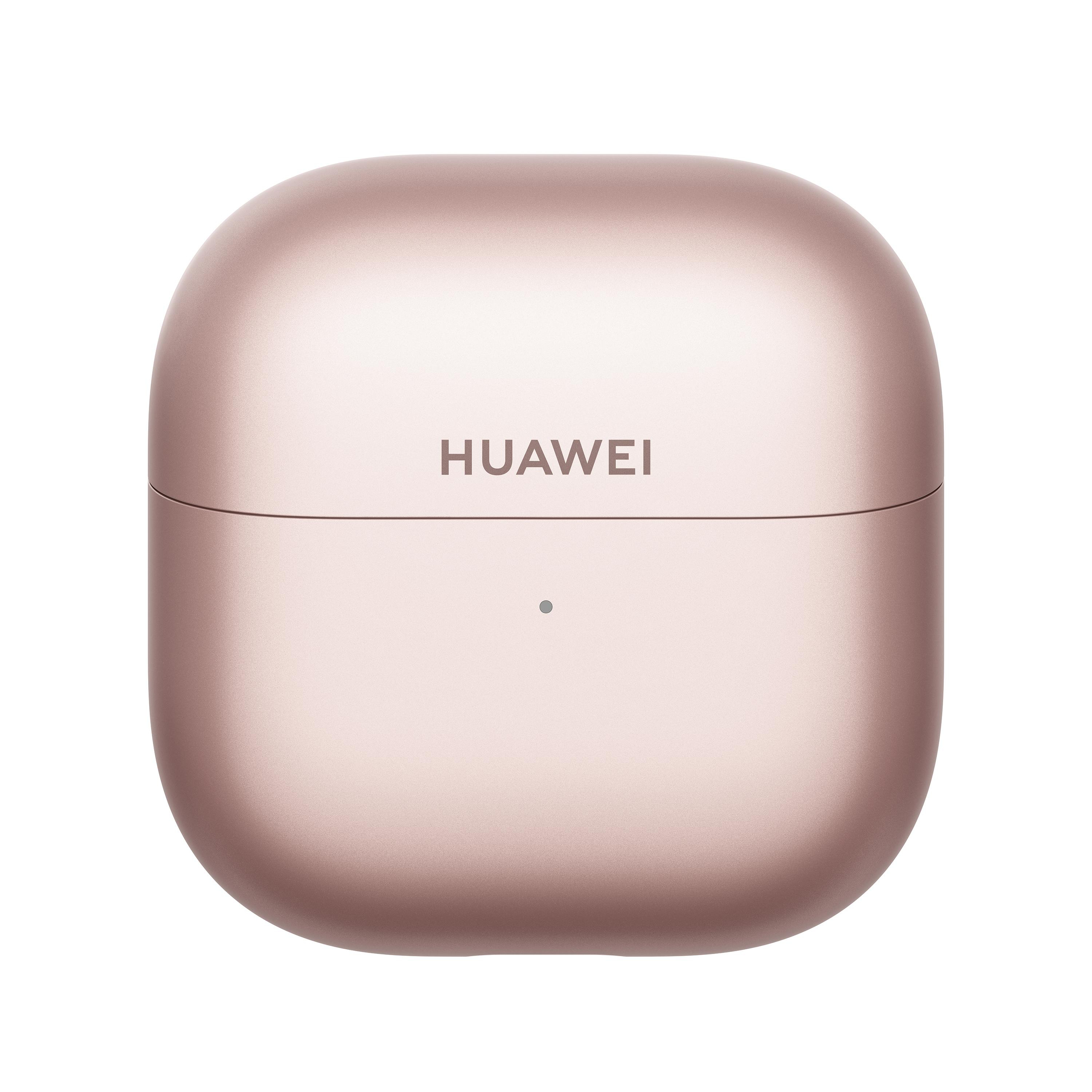 Eine roségoldene Huawei-Ladehülle mit einem kleinen grauen Punkt.