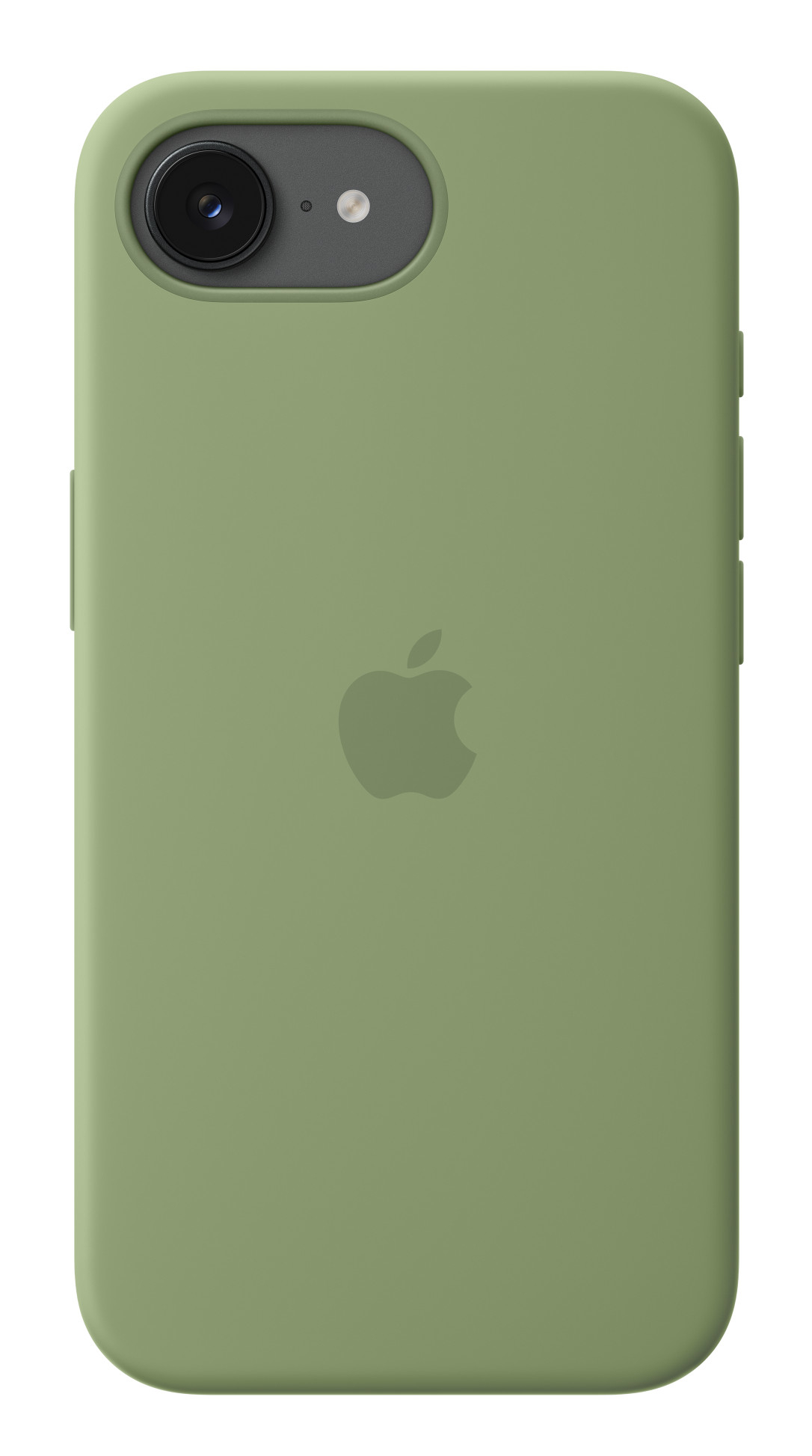 Tył zielonego iPhone'a z logo Apple i aparatem.