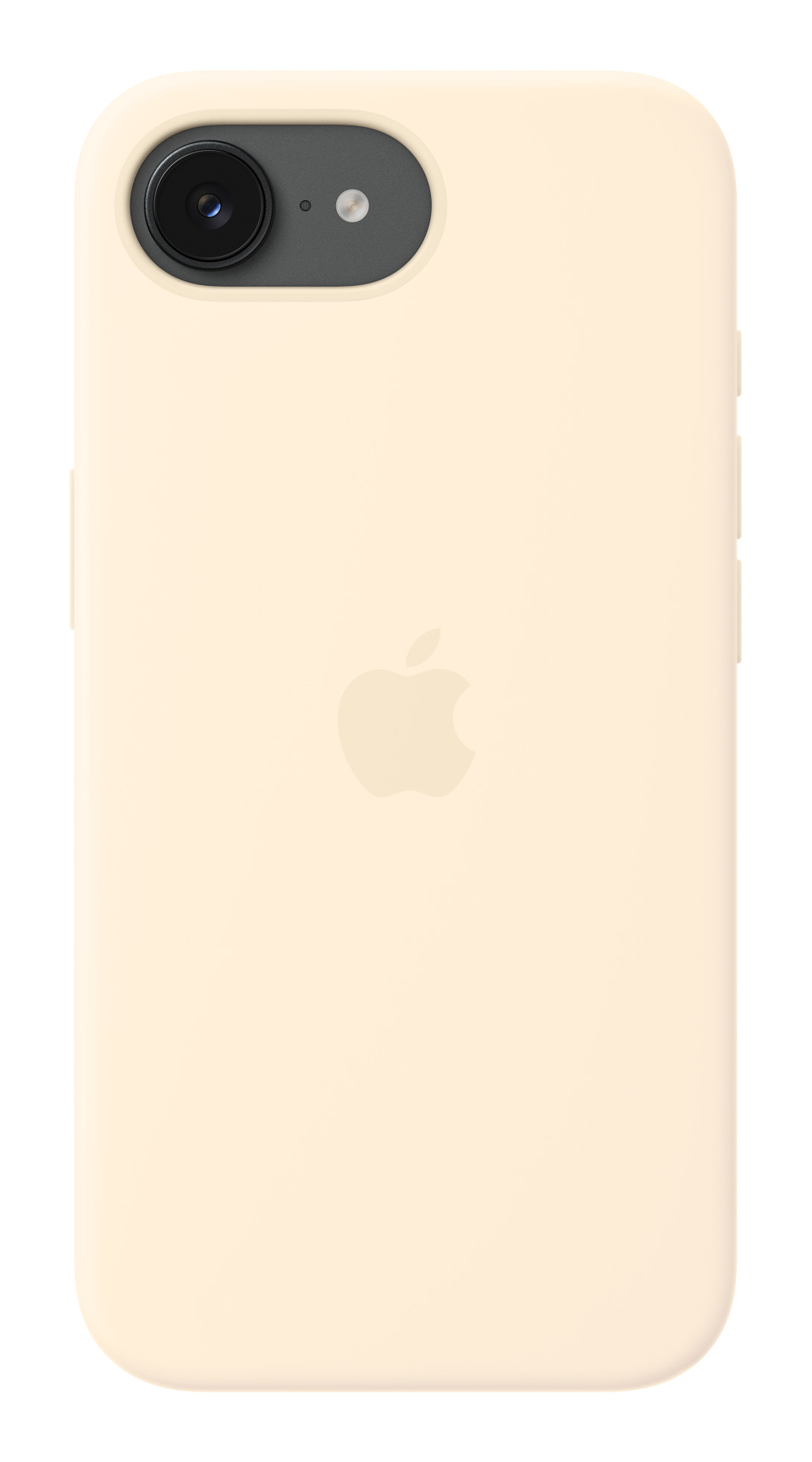 Jasno-beżowy iPhone z ciemnym modułem aparatu i logo Apple.