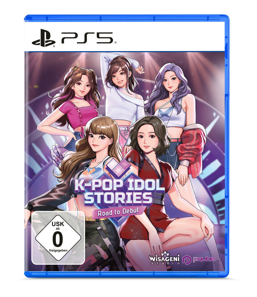 Fünf K-Pop-Idol-Frauen posieren für das PS5-Spiel "K-Pop Idol Stories: Road to Debut".