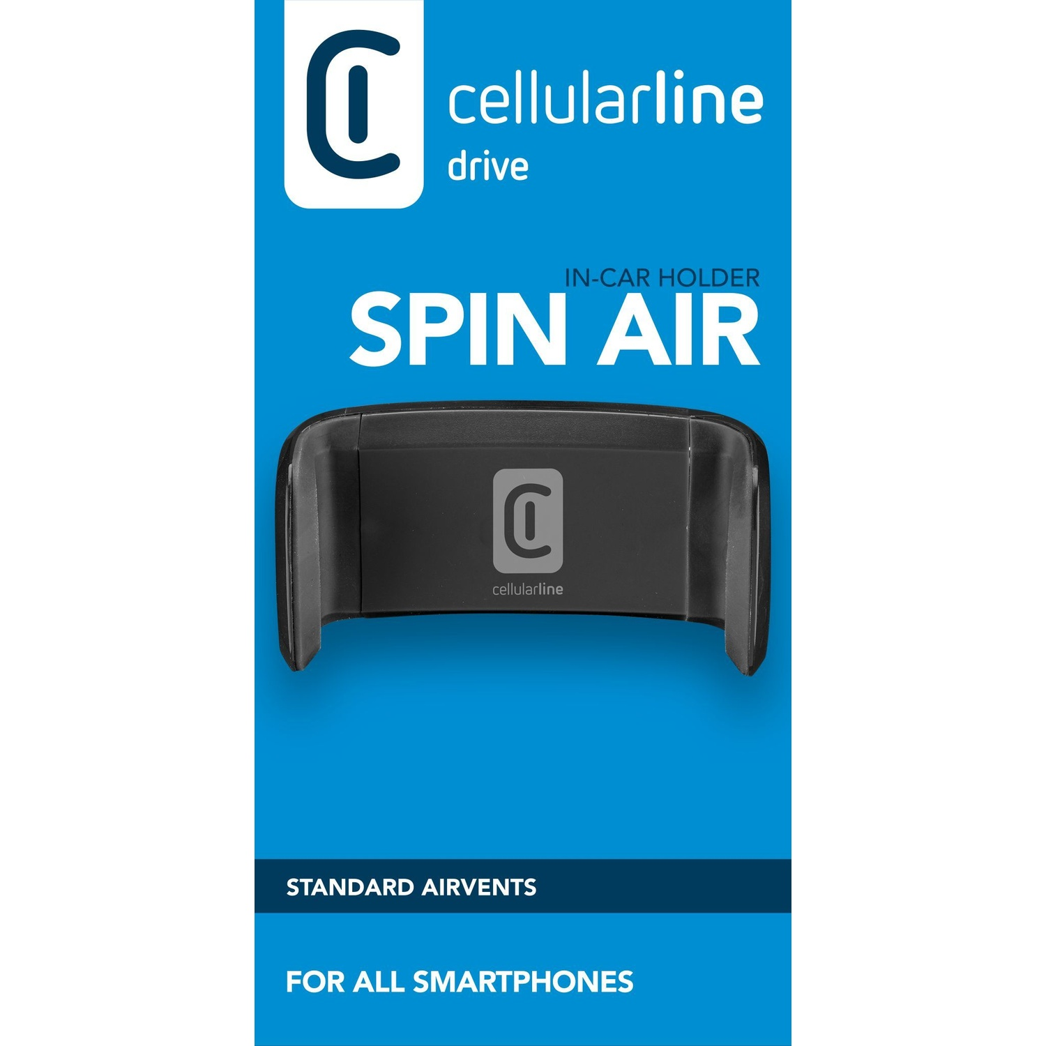 Supporto auto Cellularline Spin Air per bocchette aria, tutti smartphone.
