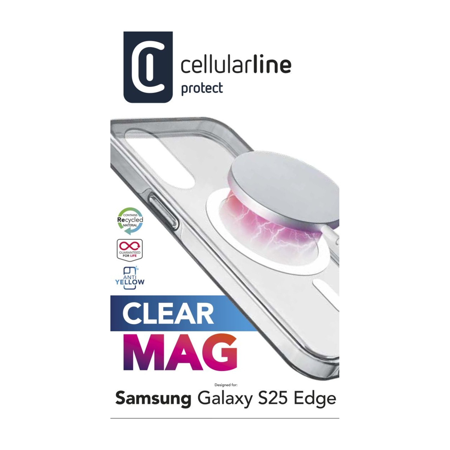 Custodia MagSafe trasparente per Samsung Galaxy S25 Edge, riciclata.