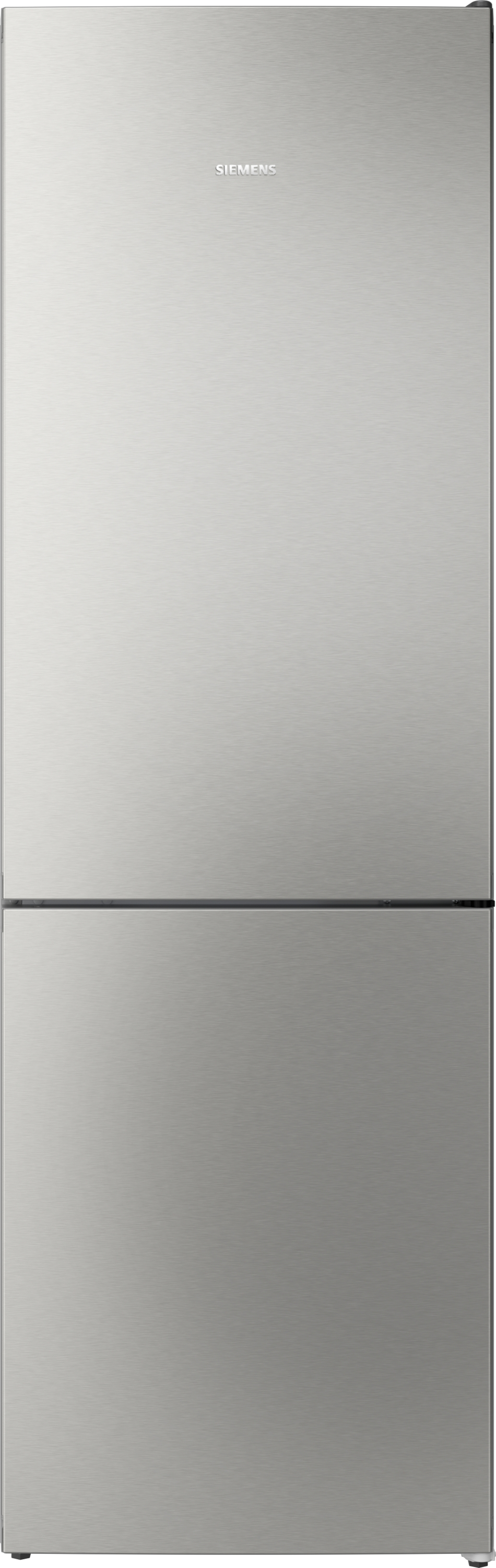 Ein silberner Siemens Kühlschrank mit zwei Türen.