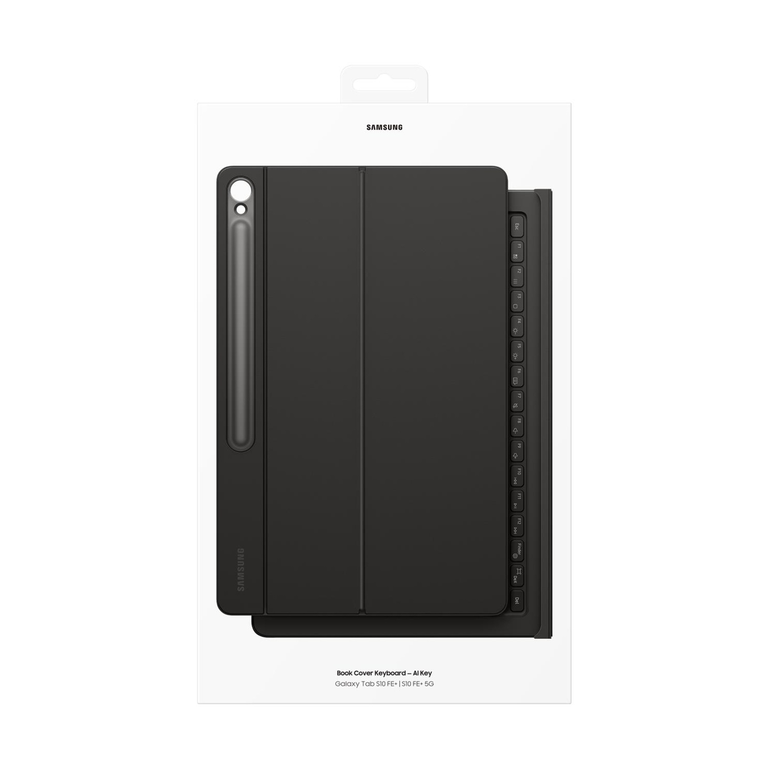 Tastiera Samsung Book Cover nera per Galaxy Tab S10 FE in confezione.