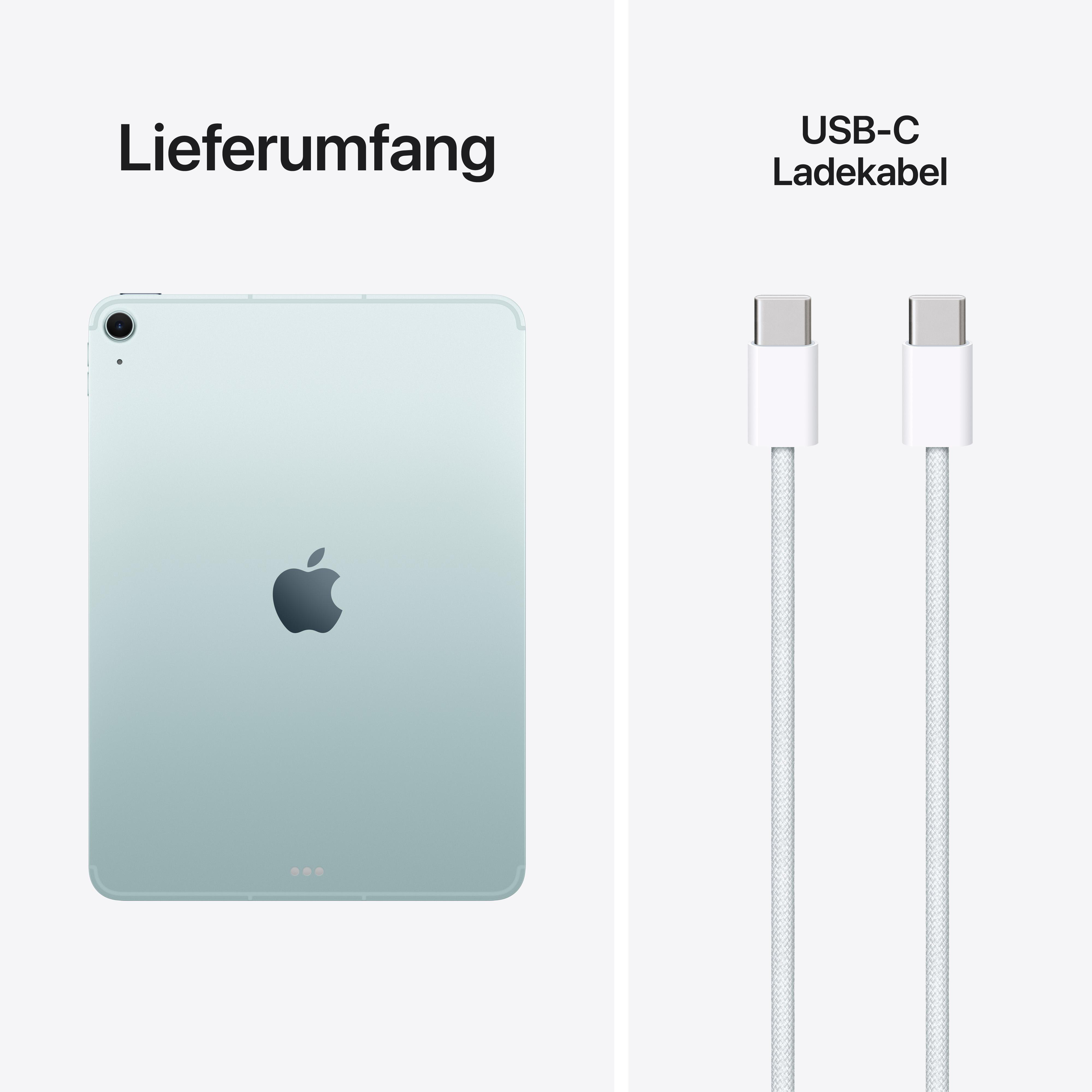 Ein hellgrünes Tablet und zwei weiße USB-C-Ladekabel.