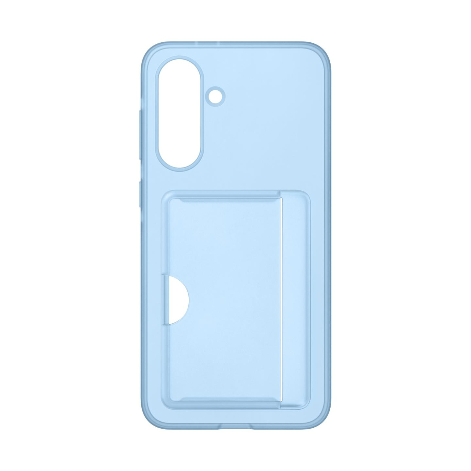Custodia azzurra per telefono con slot per carte.