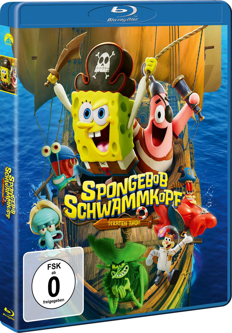 Spongebob und Patrick als Piraten auf einem Schiff, mit anderen Charakteren.