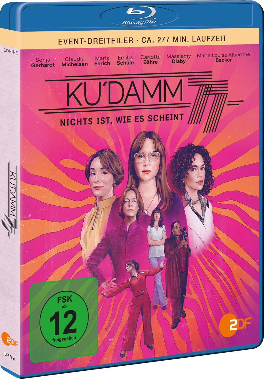 Filmplakat mit fünf Frauen, Titel 'KU'DAMM 77'.