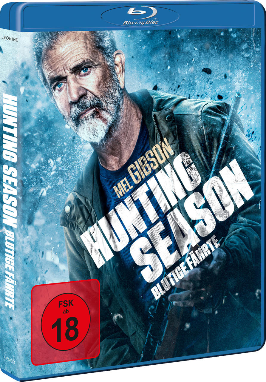 Mel Gibson auf dem Cover von "Hunting Season" mit FSK 18 Siegel.