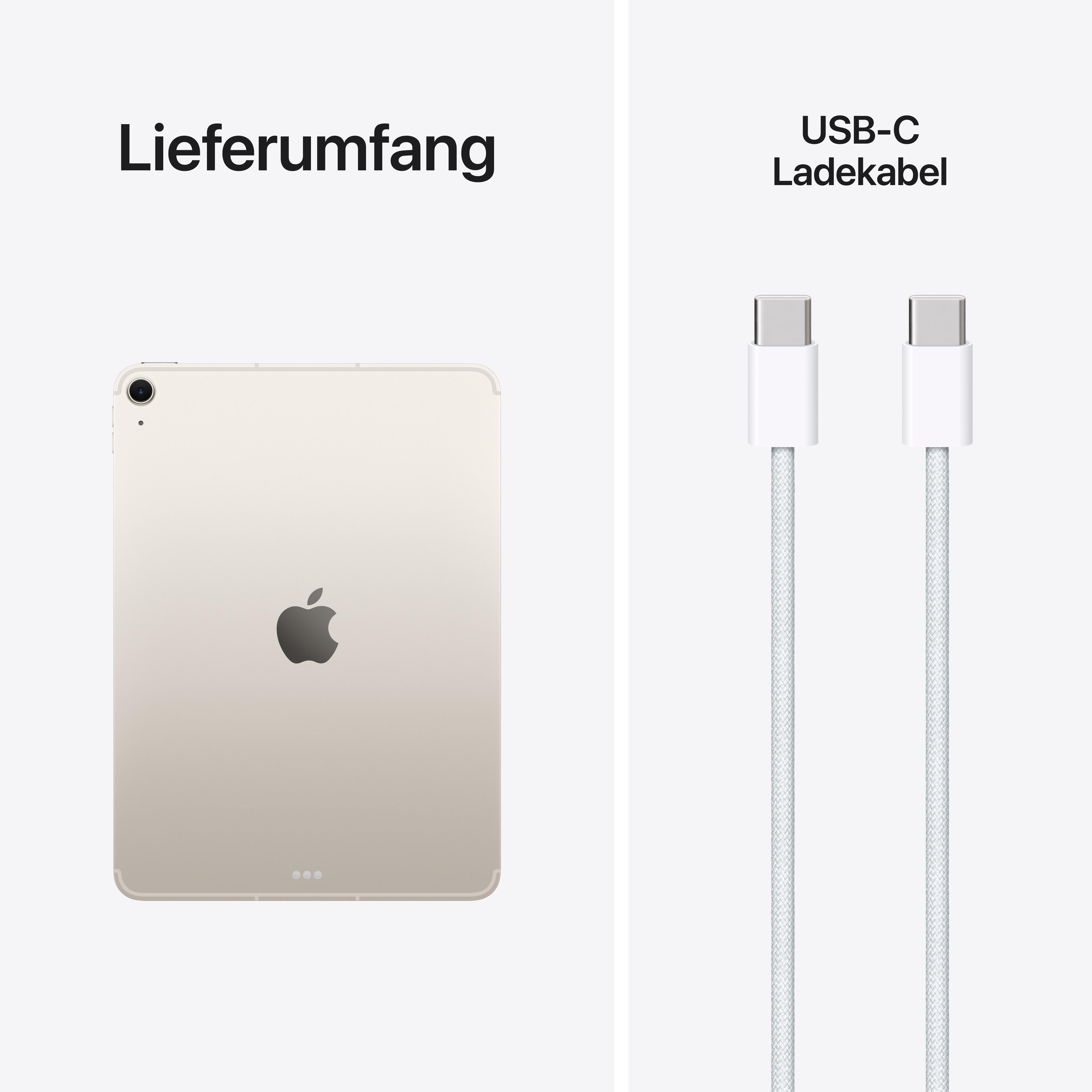 Ein helles iPad und zwei weiße USB-C Ladekabel.