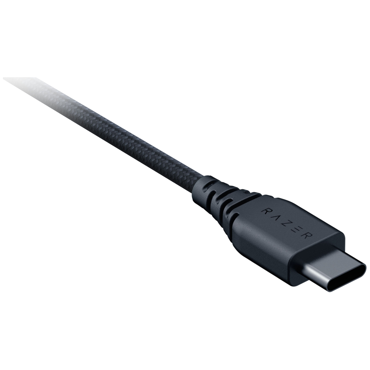 Een zwarte USB-C kabel met Razer logo.