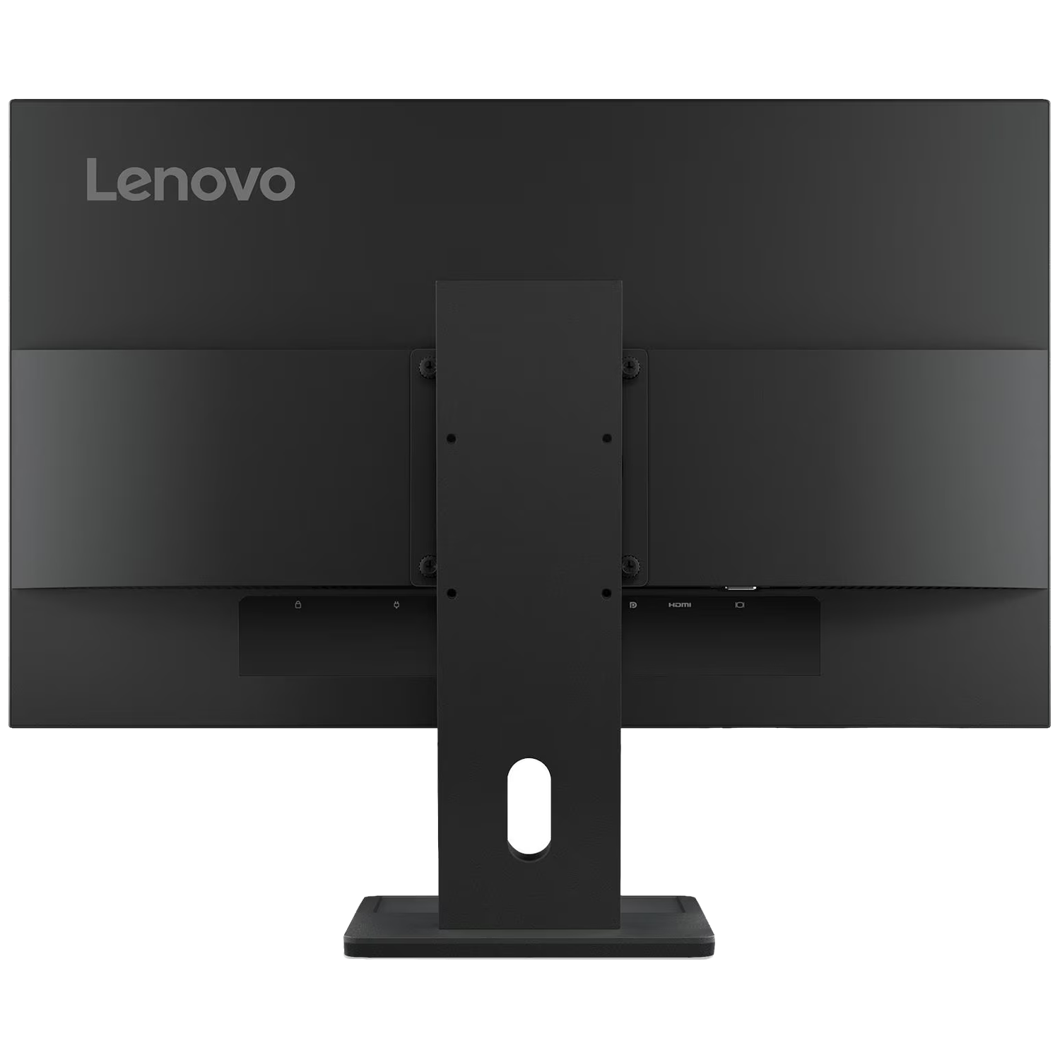 Back of a black Lenovo monitor featuring HDMI port.