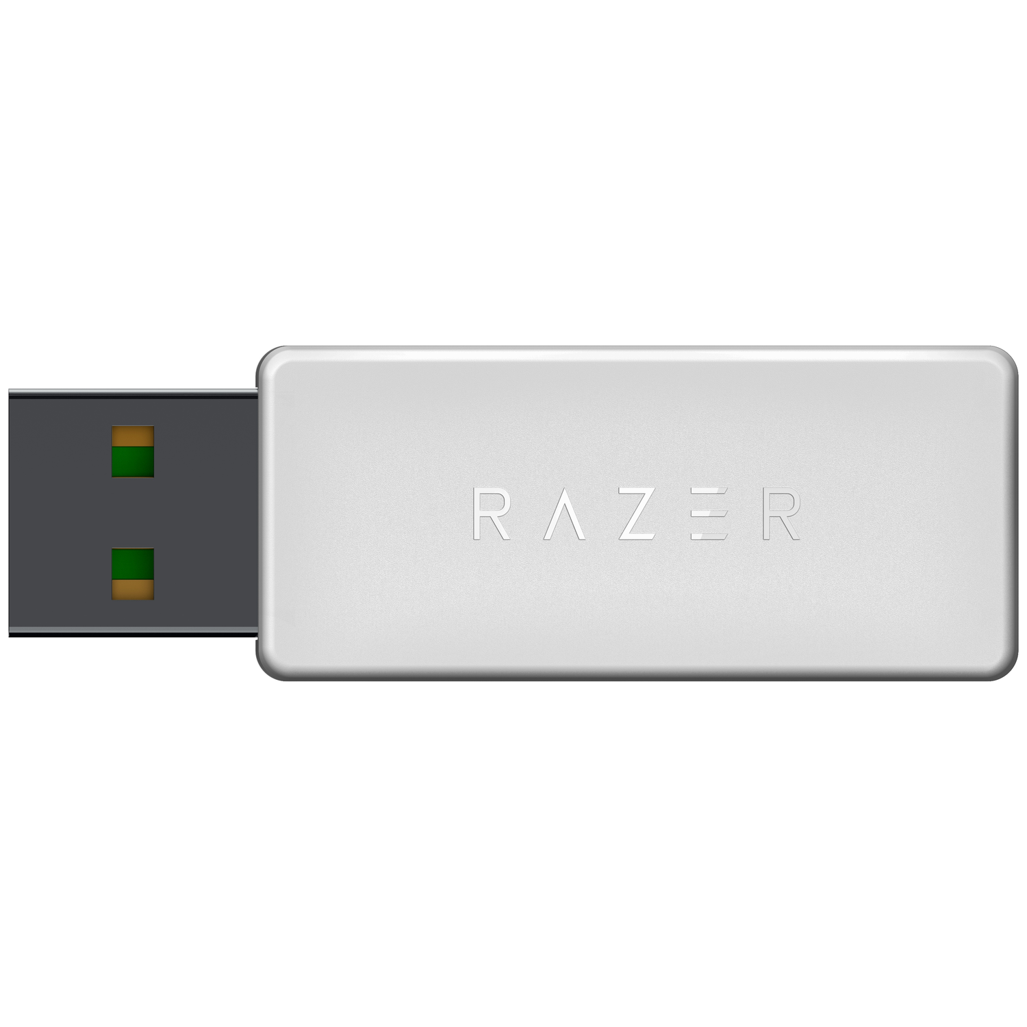 Silver Razer USB dongle with visible contacts and logo.