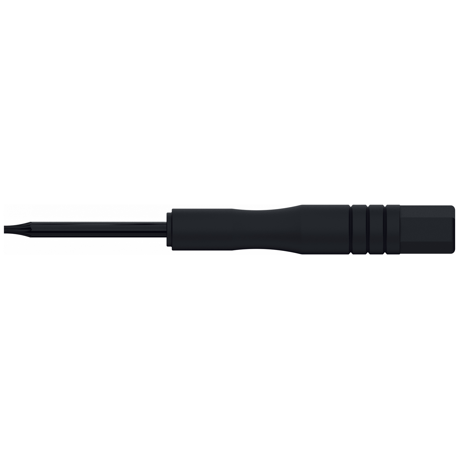 Black screwdriver with a Torx tip on a white background.
