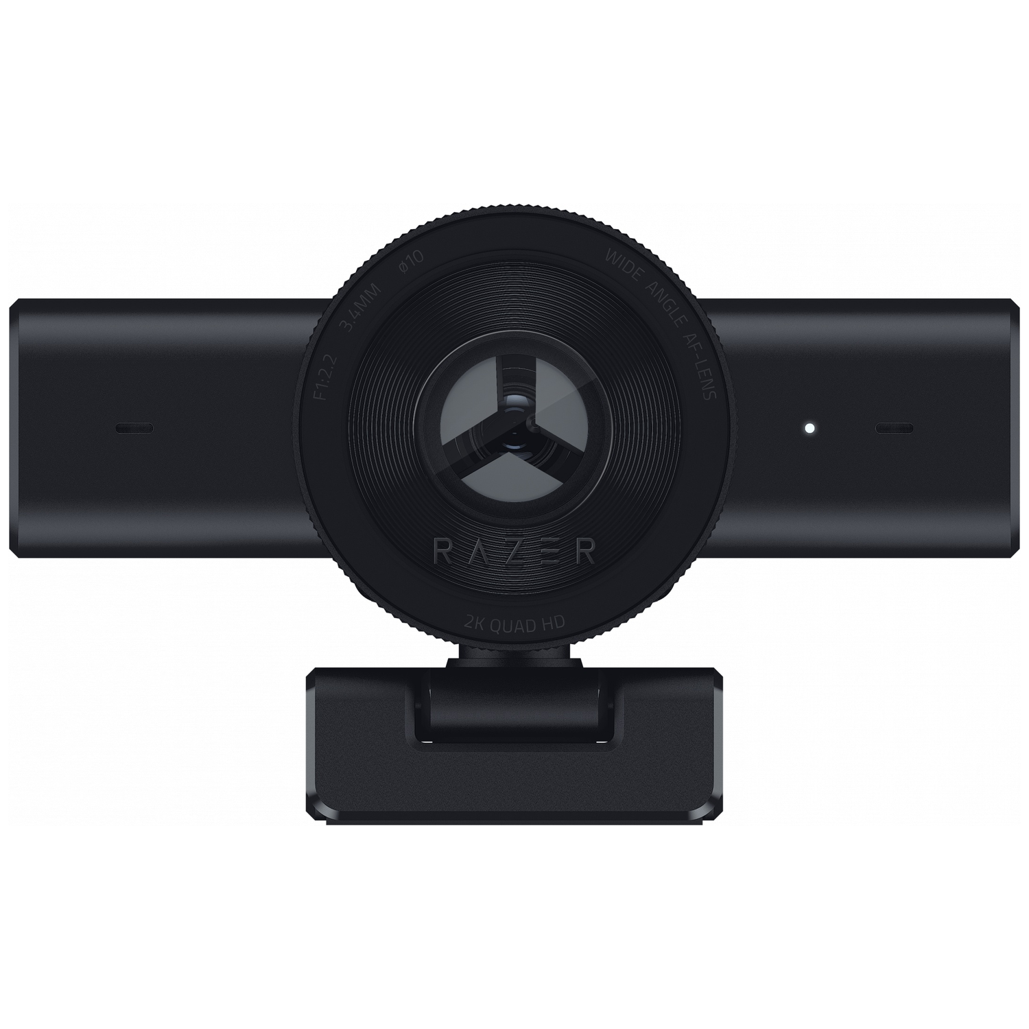 Webcam Razer noire avec objectif grand angle et résolution 2K Quad HD.