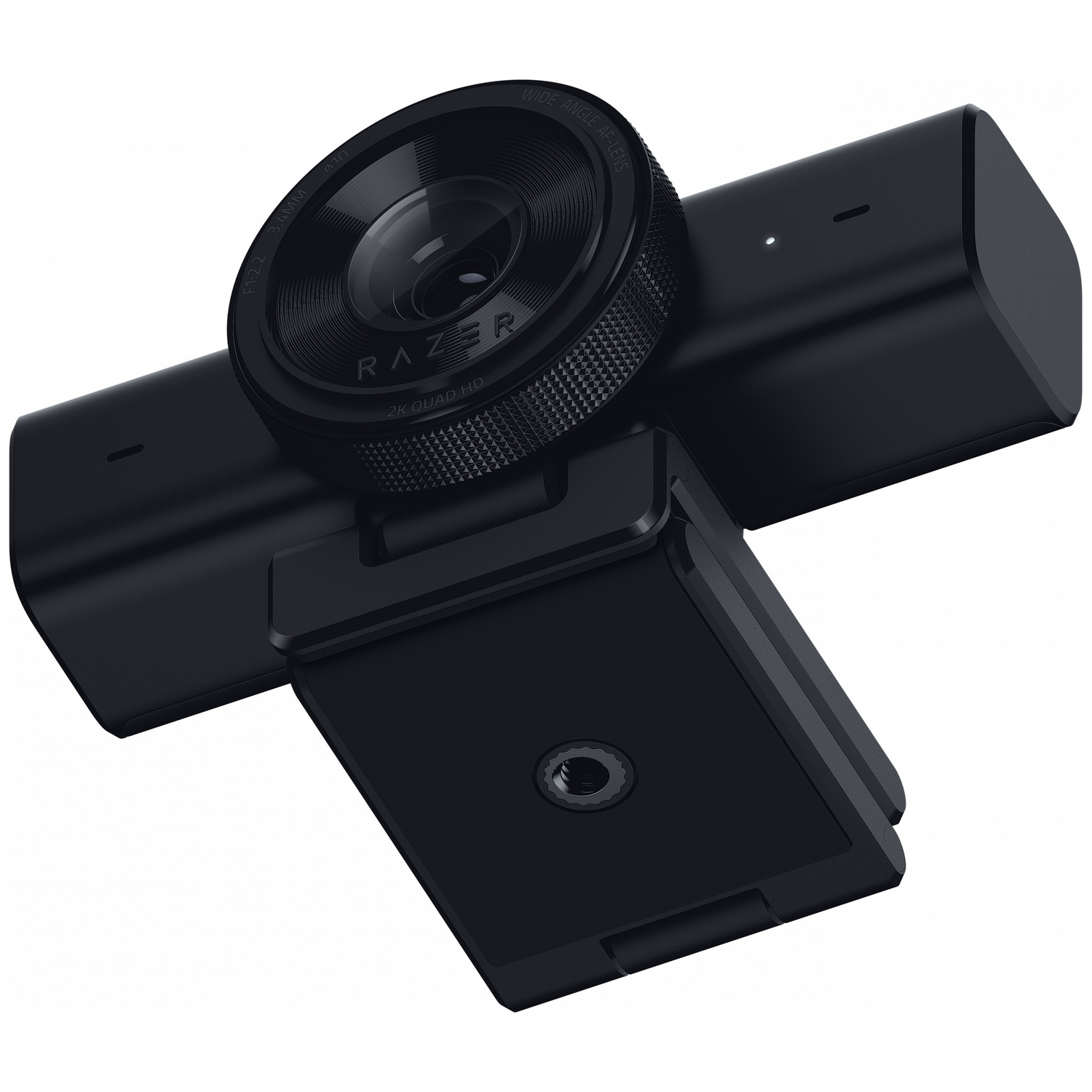 Webcam Razer noire avec objectif grand angle et résolution 2K Quad HD.