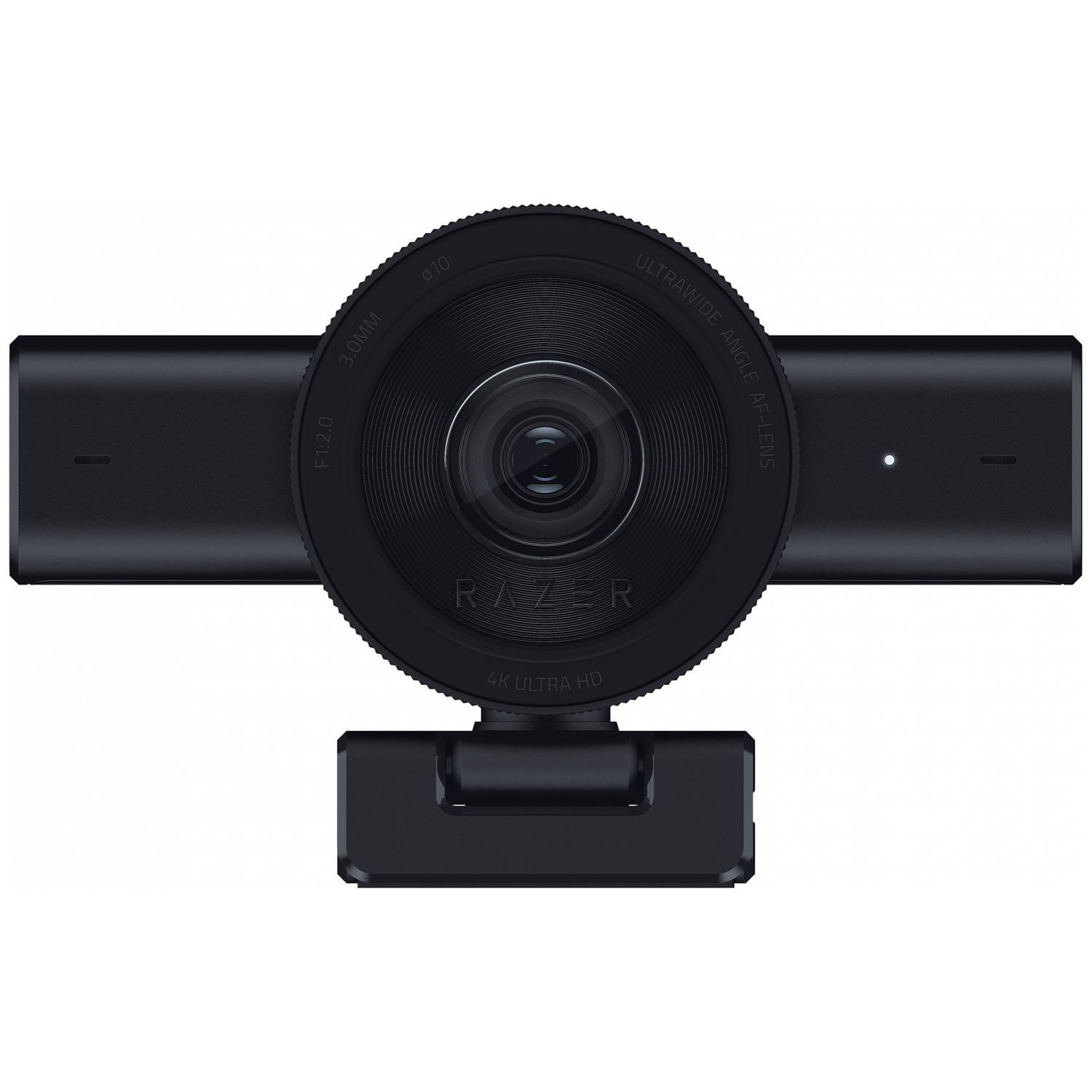 A black Razer 4K Ultra HD webcam with an ultrawide angle lens.