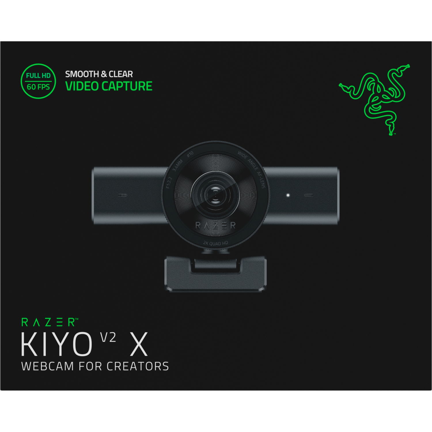 Webcam Razer Kiyo V2 X avec capture vidéo Full HD 60 FPS.