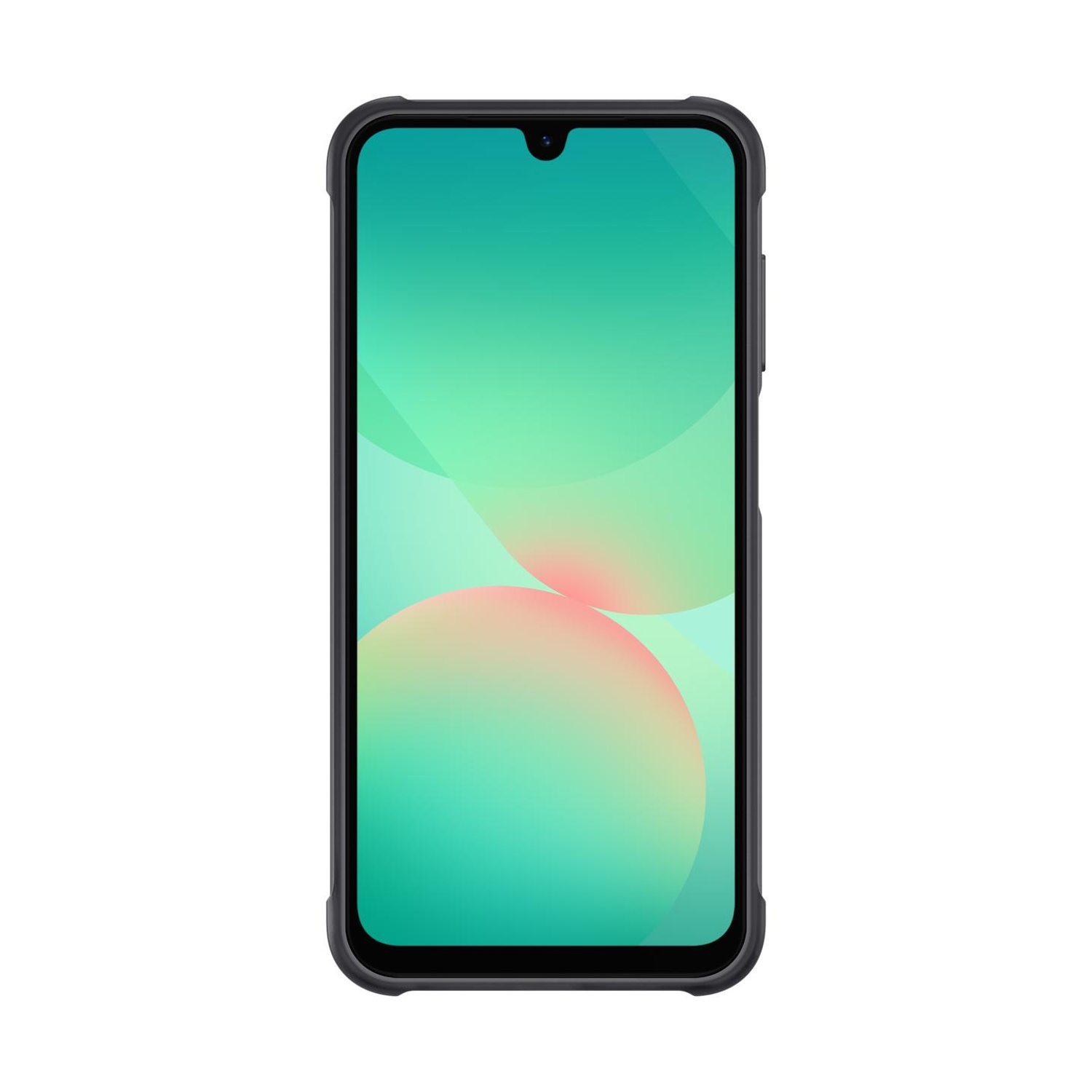 Uno smartphone moderno con cornice scura e sfondo colorato.