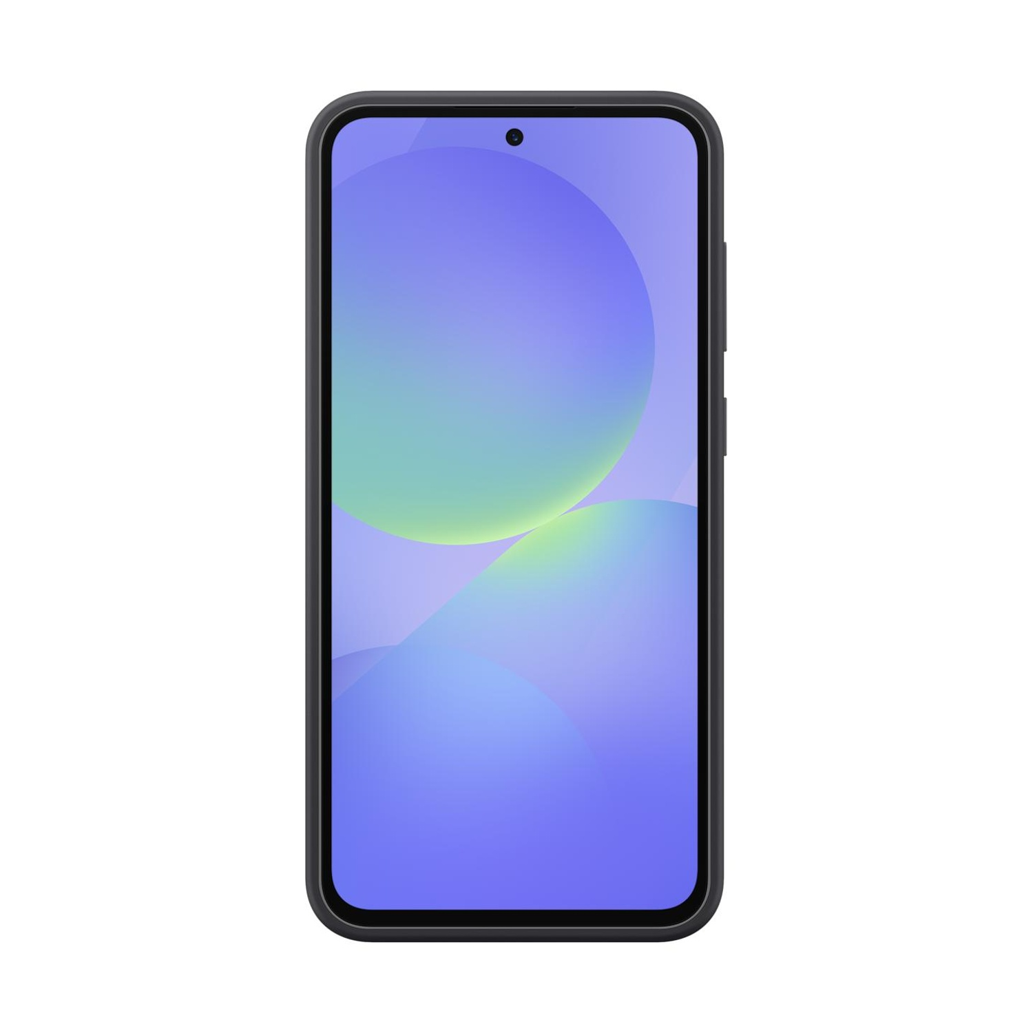 Uno smartphone nero con uno sfondo astratto blu e verde visualizzato sullo schermo.
