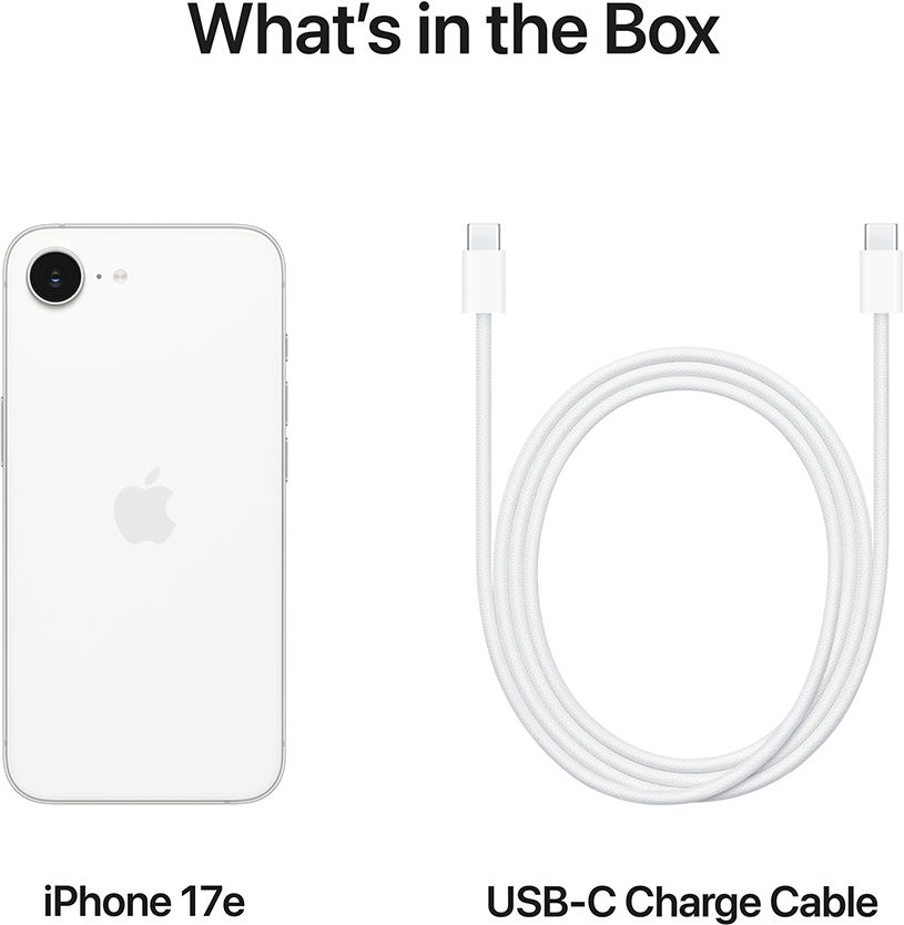 Egy fehér iPhone és egy fehér USB-C töltőkábel fehér háttéren.
