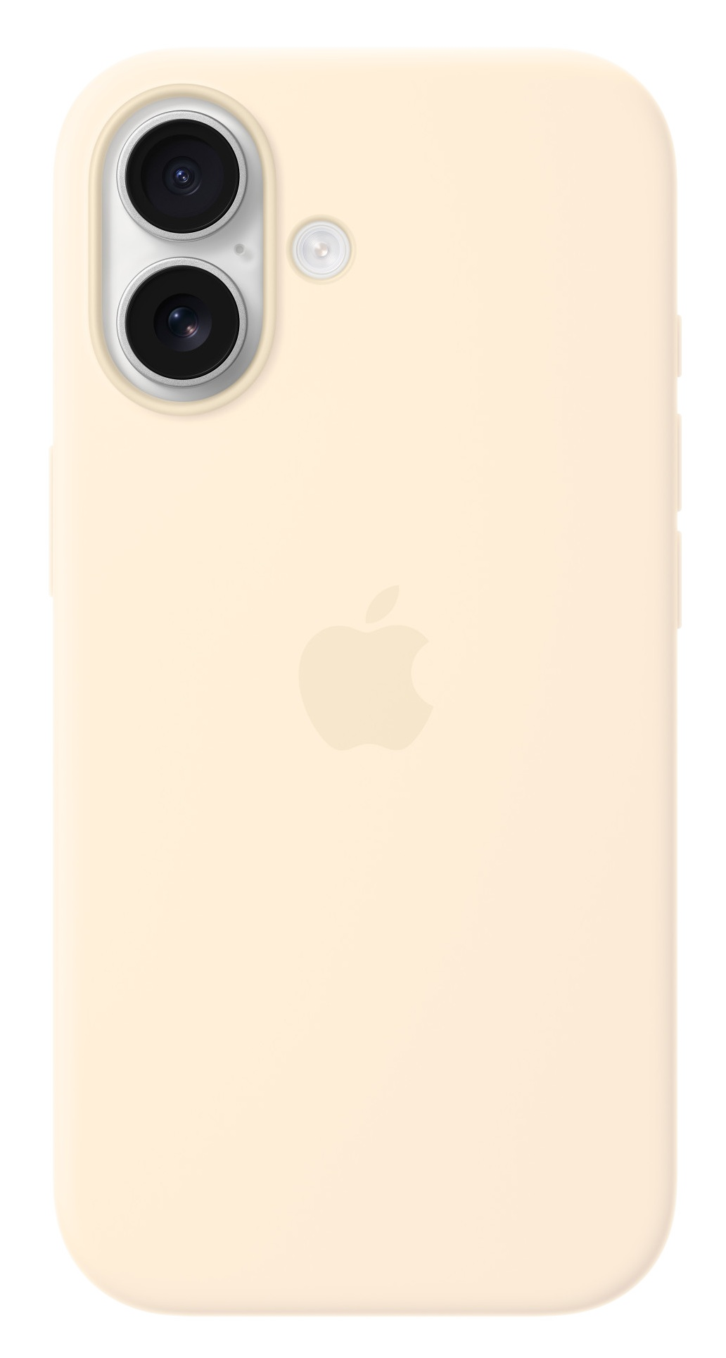 Jasnożółta obudowa telefonu z dwoma aparatami i lampą błyskową.