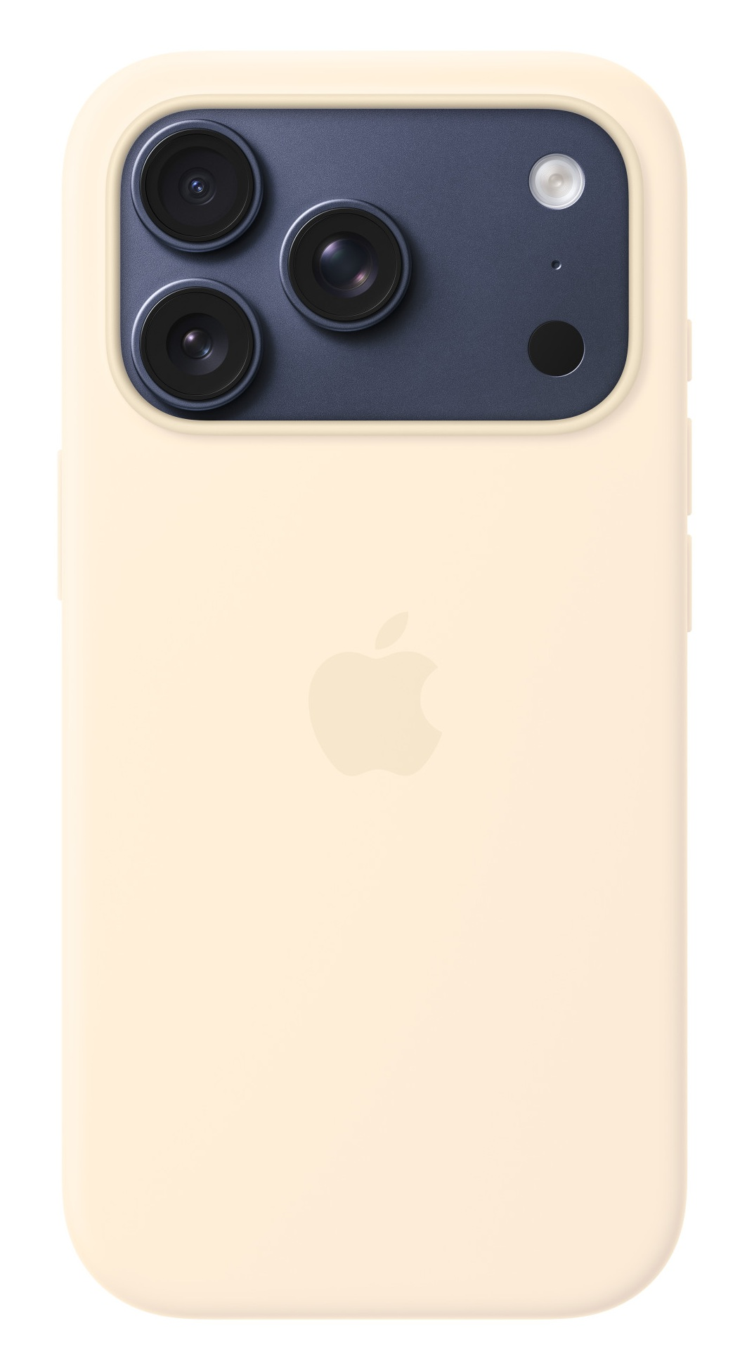 Jasnożółty iPhone z ciemną obudową aparatu i trzema obiektywami.