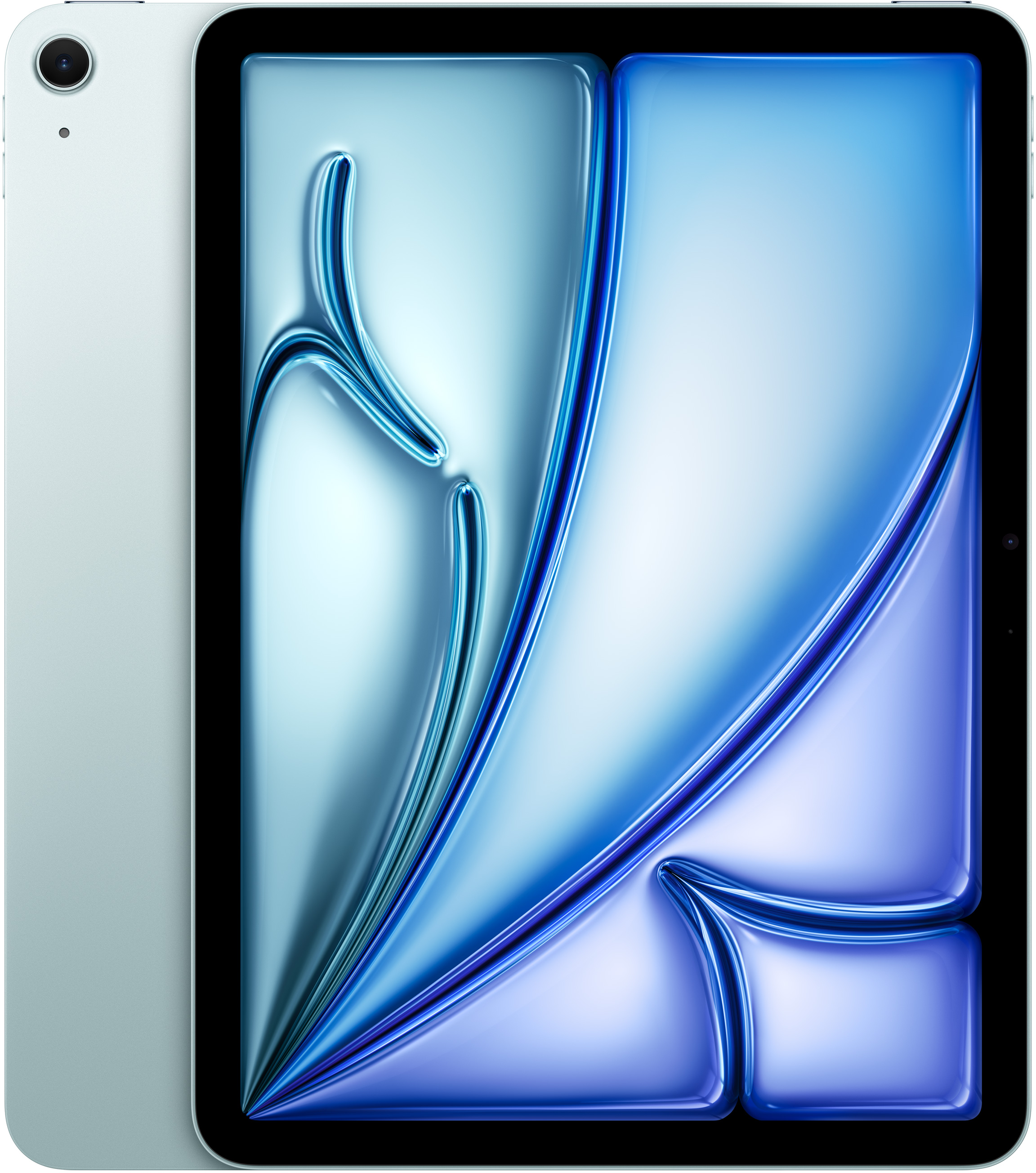 Világoszöld tablet kék absztrakt háttérrel a képernyőn.