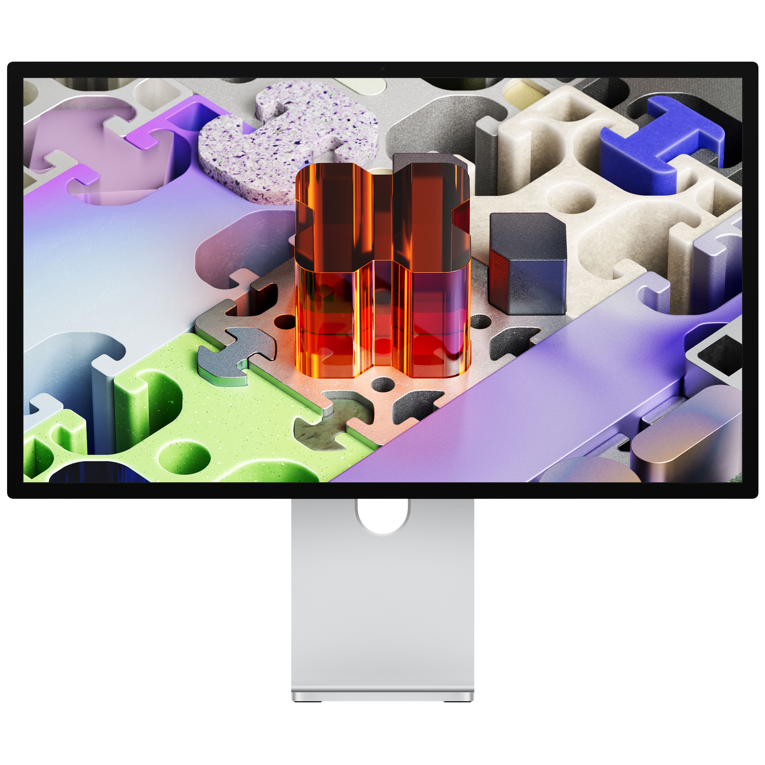 Abstracte vormen in felle kleuren, gerangschikt als puzzelstukjes.