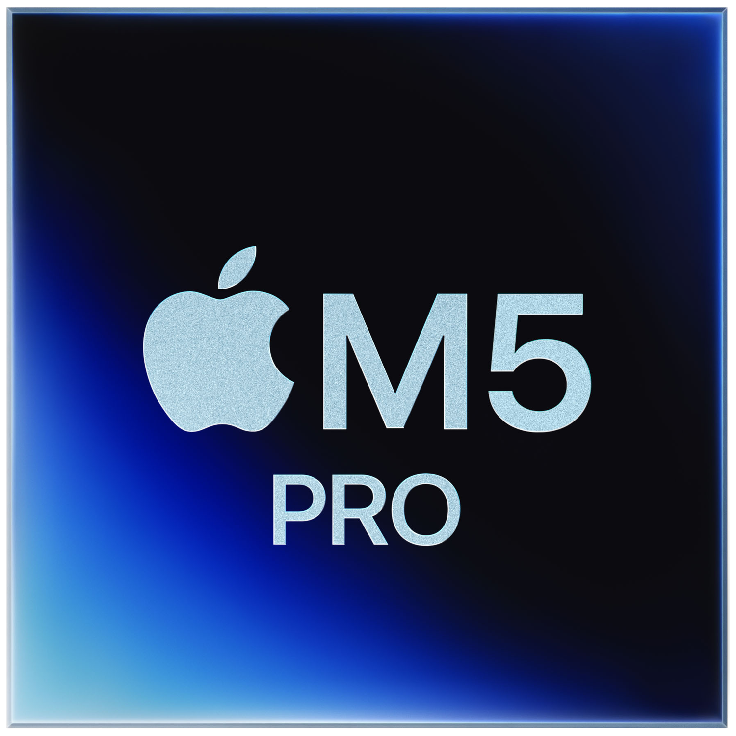 Apple logo next to "M5 PRO" on a blue background.