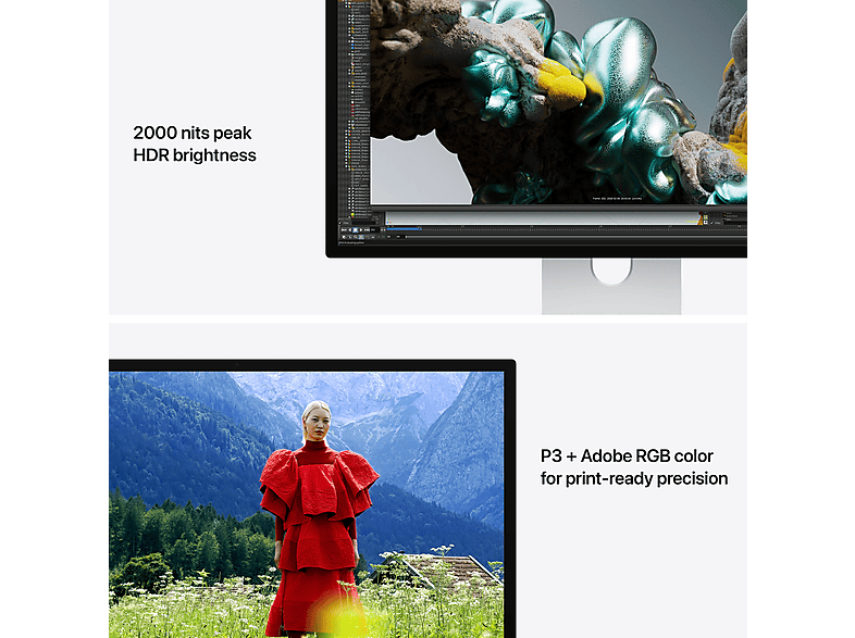 APPLE Studio Display XDR, 27 Zoll Monitor, mit Standardglas, VESA Mount Adapter, Retina 5K, 0 Reaktionszeit, 600 cd/m², 120 Hz, Silber — Foto 3 von 5