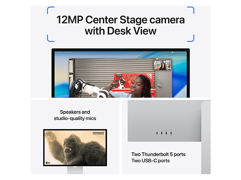 APPLE Studio Display, 27 Zoll Monitor, Standardglas, VESA Mount Adapter (ohne Standfuß), Retina 5K, 0 Reaktionszeit, 600 cd/m², 60 Hz, Silber — Foto 3 von 5