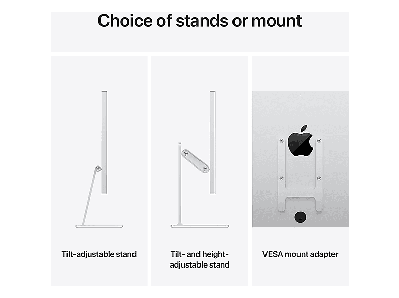 APPLE Studio Display, 27 Zoll Monitor, Standardglas, VESA Mount Adapter (ohne Standfuß), Retina 5K, 0 Reaktionszeit, 600 cd/m², 60 Hz, Silber — Foto 5 von 5
