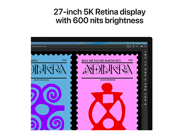 APPLE Studio Display, 27 Zoll Monitor, Standardglas, VESA Mount Adapter (ohne Standfuß), Retina 5K, 0 Reaktionszeit, 600 cd/m², 60 Hz, Silber — Foto 2 von 5