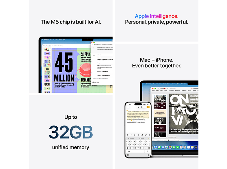 APPLE MacBook Air 13 (2026), Notebook, 13,6 Zoll, Retina, APPLE M5 Chip (10-Core CPU, 10-Core GPU), 24 GB, 1 TB, macOS, M5 — Foto 5 von 5