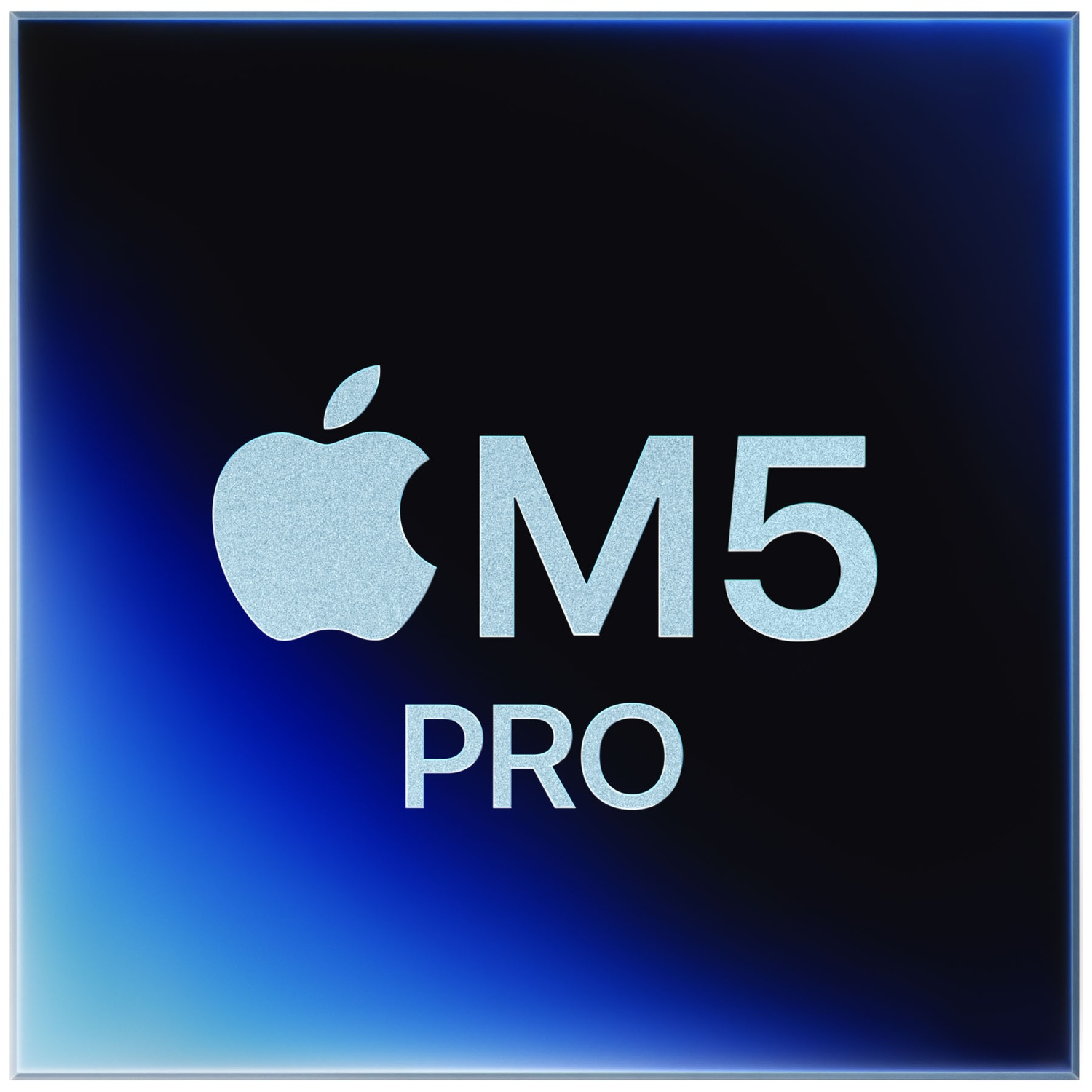 Apple logo next to M5 PRO on a blue gradient background.