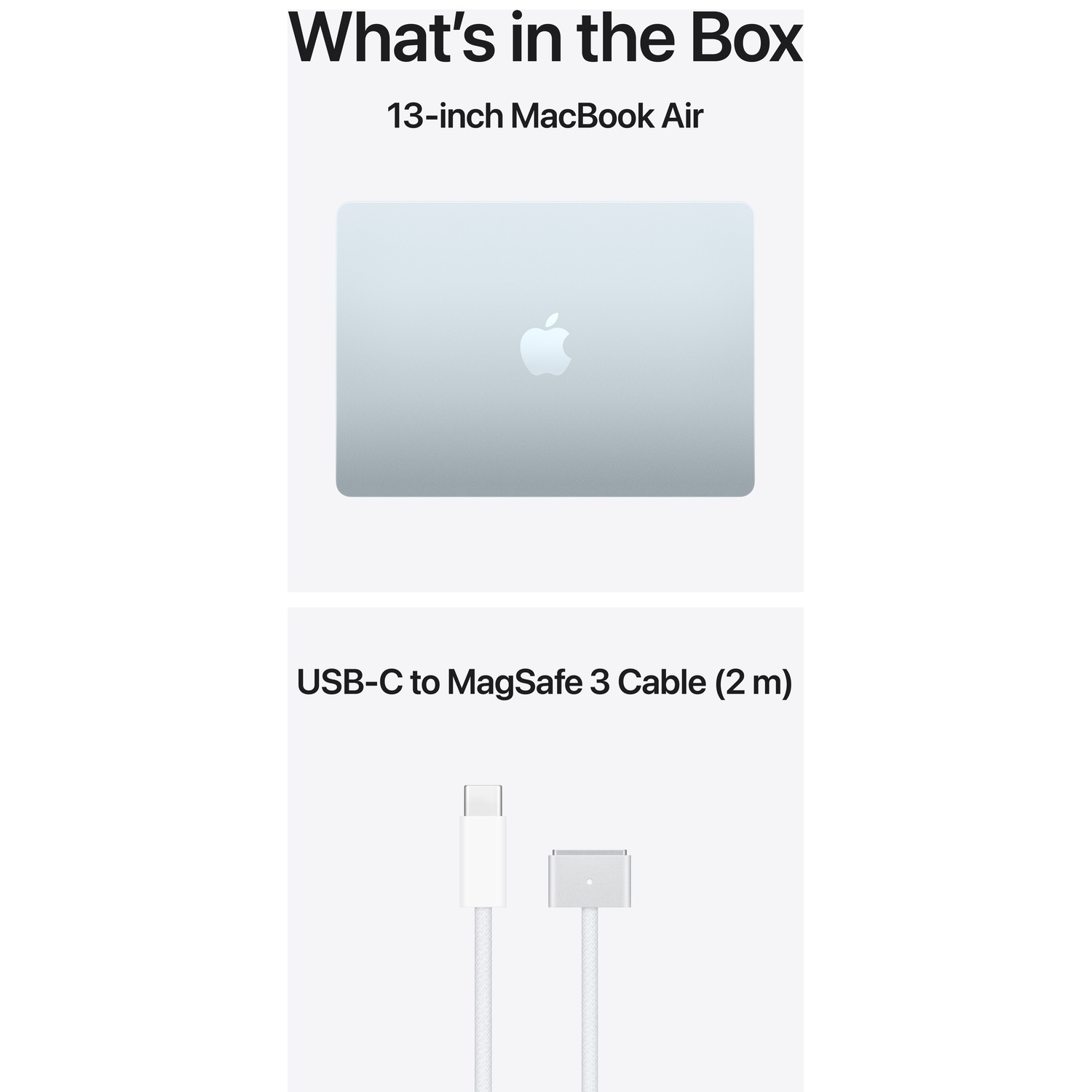 13-inch MacBook Air en USB-C naar MagSafe 3 kabel.